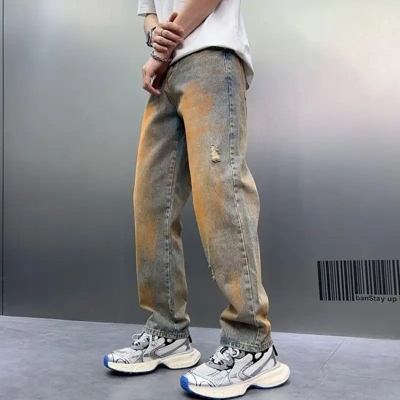 Japanese Brand × Vintage Hand Painted Men's Wide Leg Pants Monkey Washed Loosen Denim Size US 28 / EU 44 - 5 Thumbnail