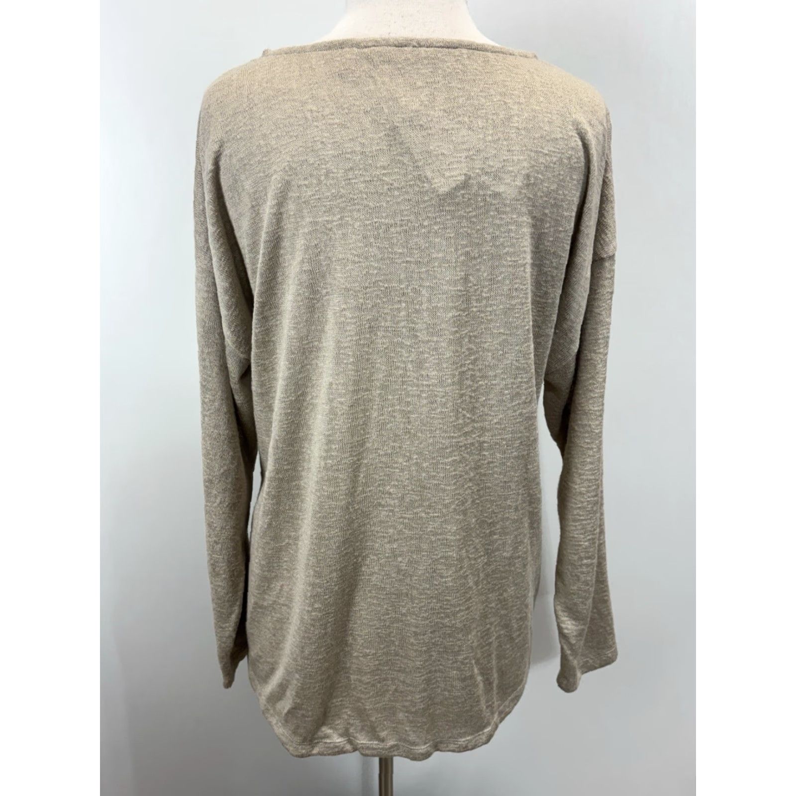 Soft Surroundings NEW! Soft Surroundings Stone Valentina Zip Slub Jersey Knit Sweater Sz 1X Plus Size XL / US 12-14 / IT 48-50 - 3 Thumbnail