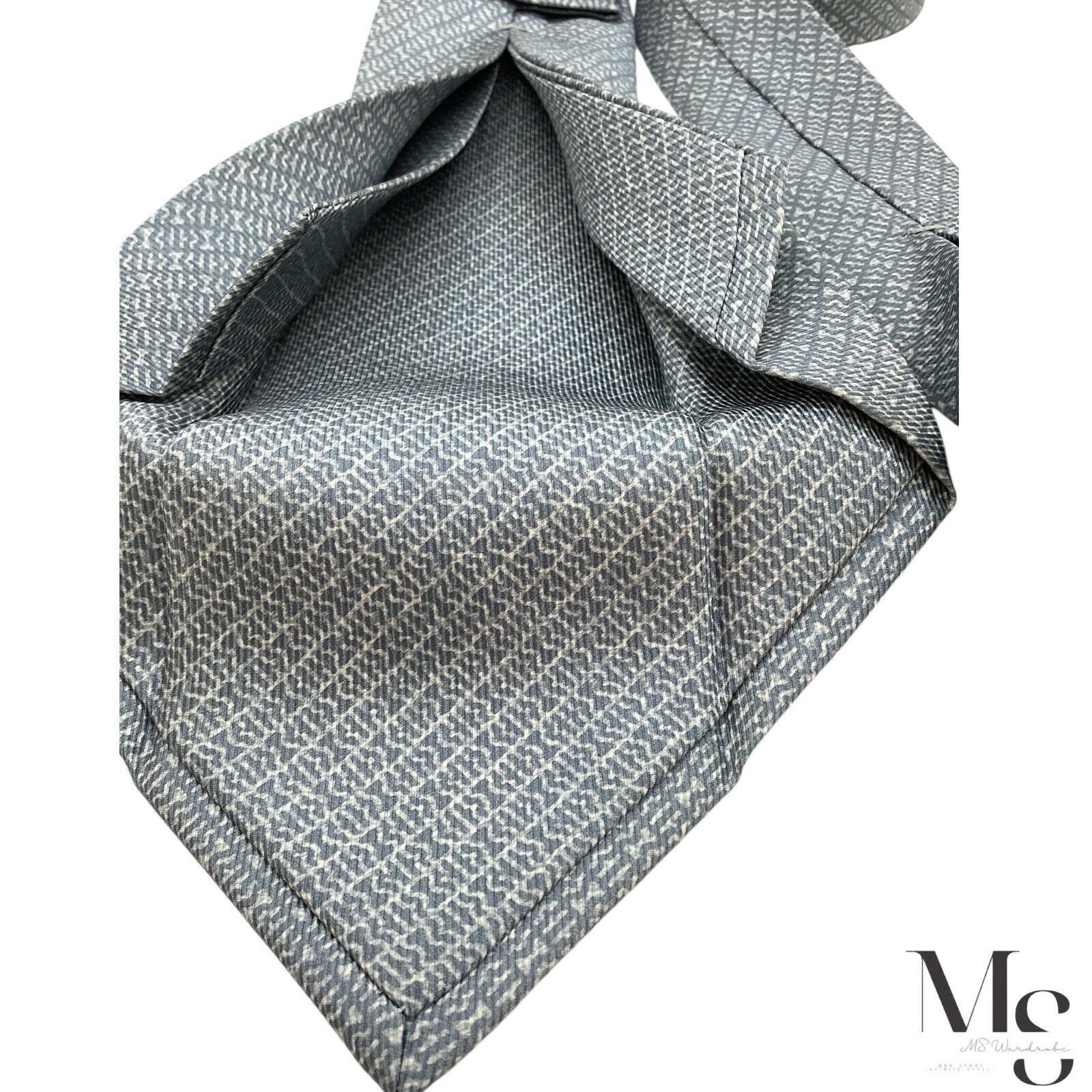 Bvlgari BVLGARI SEVENFOLD Gray Geometric Silk Tie Made In Italy W:3" Size ONE SIZE - 6 Thumbnail