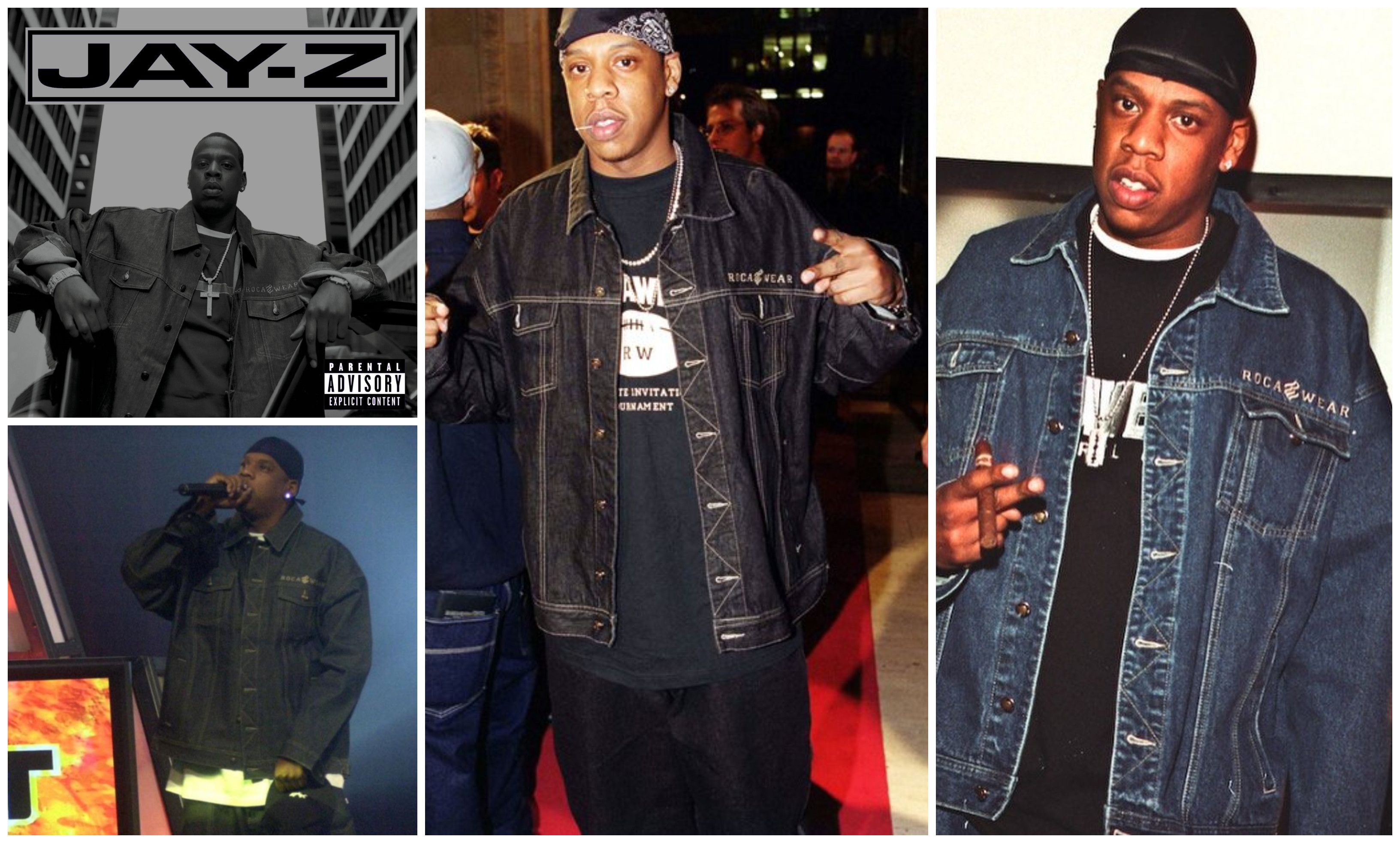 ウェア Legit 90's Cutting Jacket& Pants Vintage 90s ROCAWEAR Jacket Denim Jeans Jay Z Rap SAMPLE