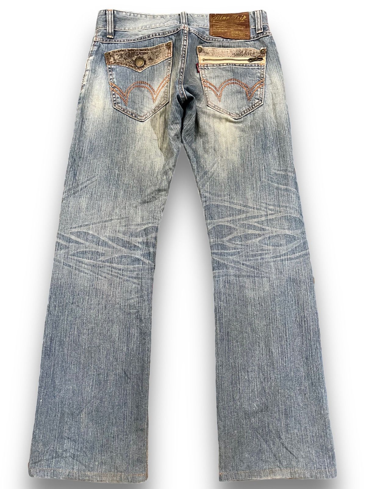 Edition Japan Vintage Edwin 503 Blue Trip Distressed Denim Size US 32 / EU 48 - 8 Thumbnail