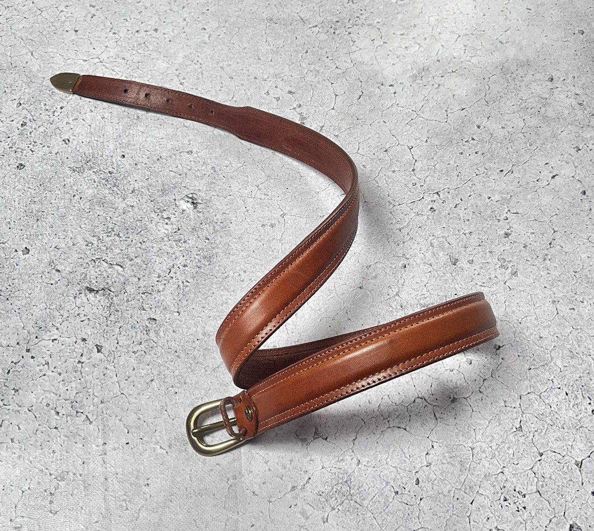 Designer × Japanese Brand × Vintage Brown Leather Belt Brass Hardware Italy Columbus Hype 00s Size ONE SIZE - 1 Thumbnail