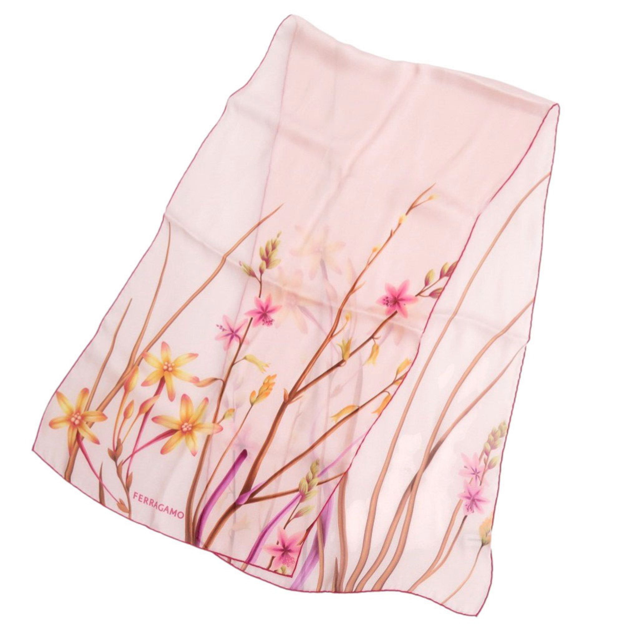 Salvatore Ferragamo Salvatore Ferragamo floral print silk pink scarf/muffler 0941 Size ONE SIZE - 1 Thumbnail
