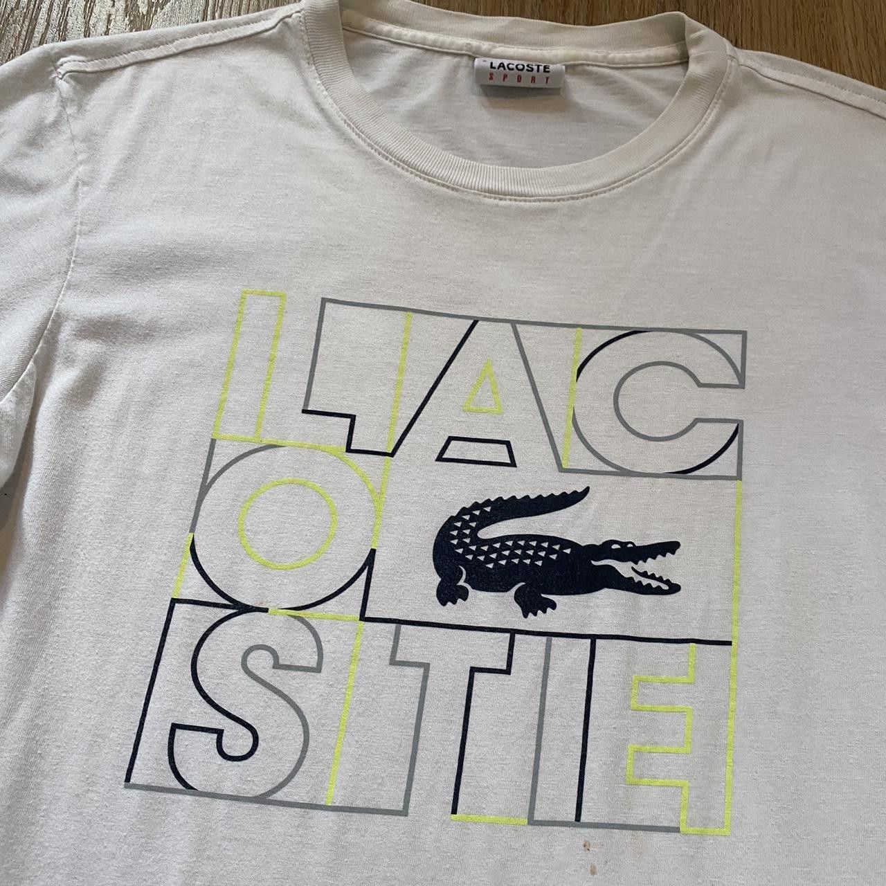 Lacoste White Lacoste T-shirt with yellow and blue accents Size US S / EU 44-46 / 1 - 2 Thumbnail