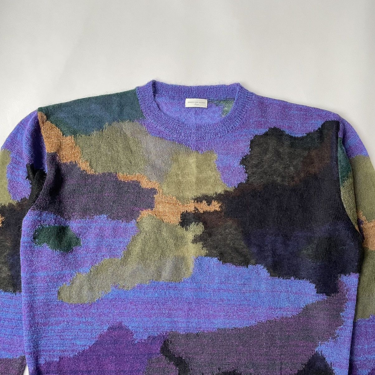 Dries Van Noten Sample Abstract Camo Mohair Sweater Size US L / EU 52-54 / 3 - 3 Thumbnail