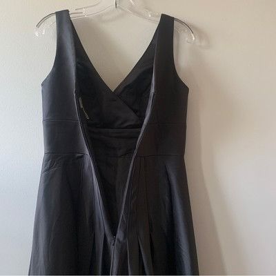 Other Bill Levkoff MIDI Black Coctail Sleeveless Satin Dress Size Size L / US 10 / IT 46 - 4 Thumbnail