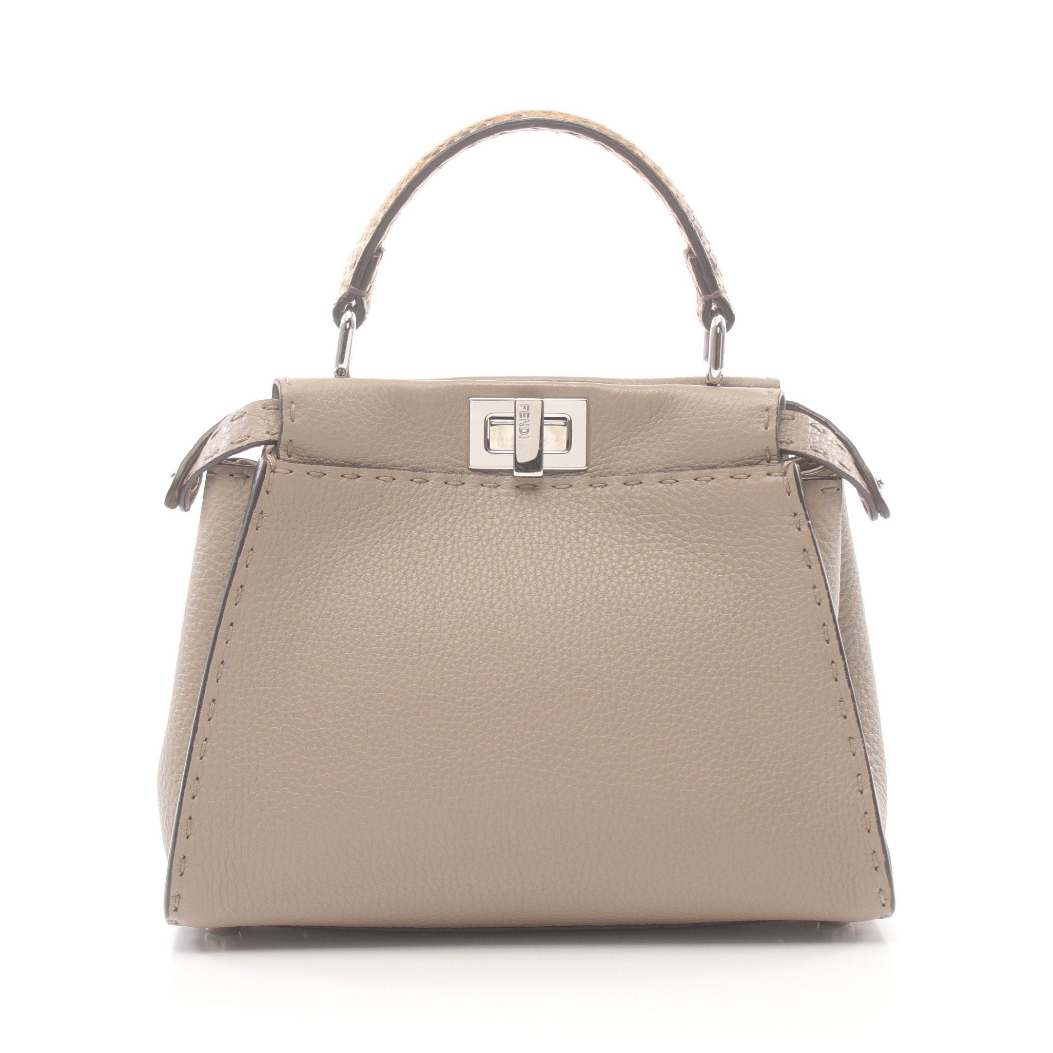 Fendi Fendi Ｍini Peekaboo Handbag Leather Gray Beige Size ONE SIZE - 1 Thumbnail