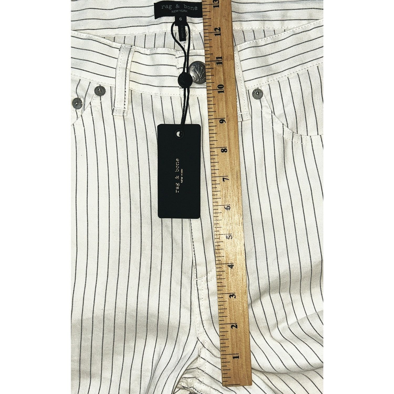 Rag & Bone NWT rag & bone Logan Stripe Wide Linen Cotton Jeans 28X31 Size 28" / US 6 / IT 42 - 3 Thumbnail