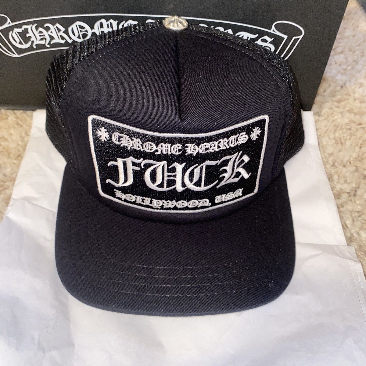 image of Chrome Hearts Trucker Hat in Black, Men's