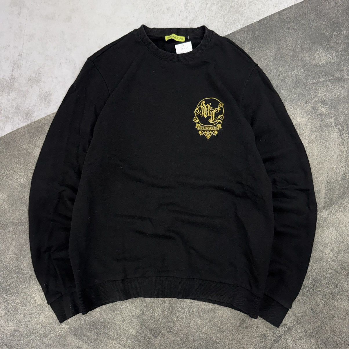 Versace VERSACE JEANS sweatshirt black logo embroidery gold Size US M / EU 48-50 / 2 - 1 Thumbnail