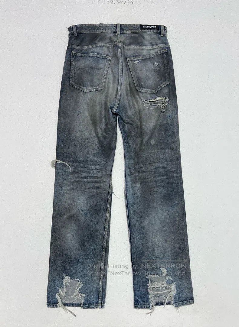 Balenciaga Balenciaga size M Mud-Dyed Destroyed Denim Jeans Size US 27 - 2 Thumbnail