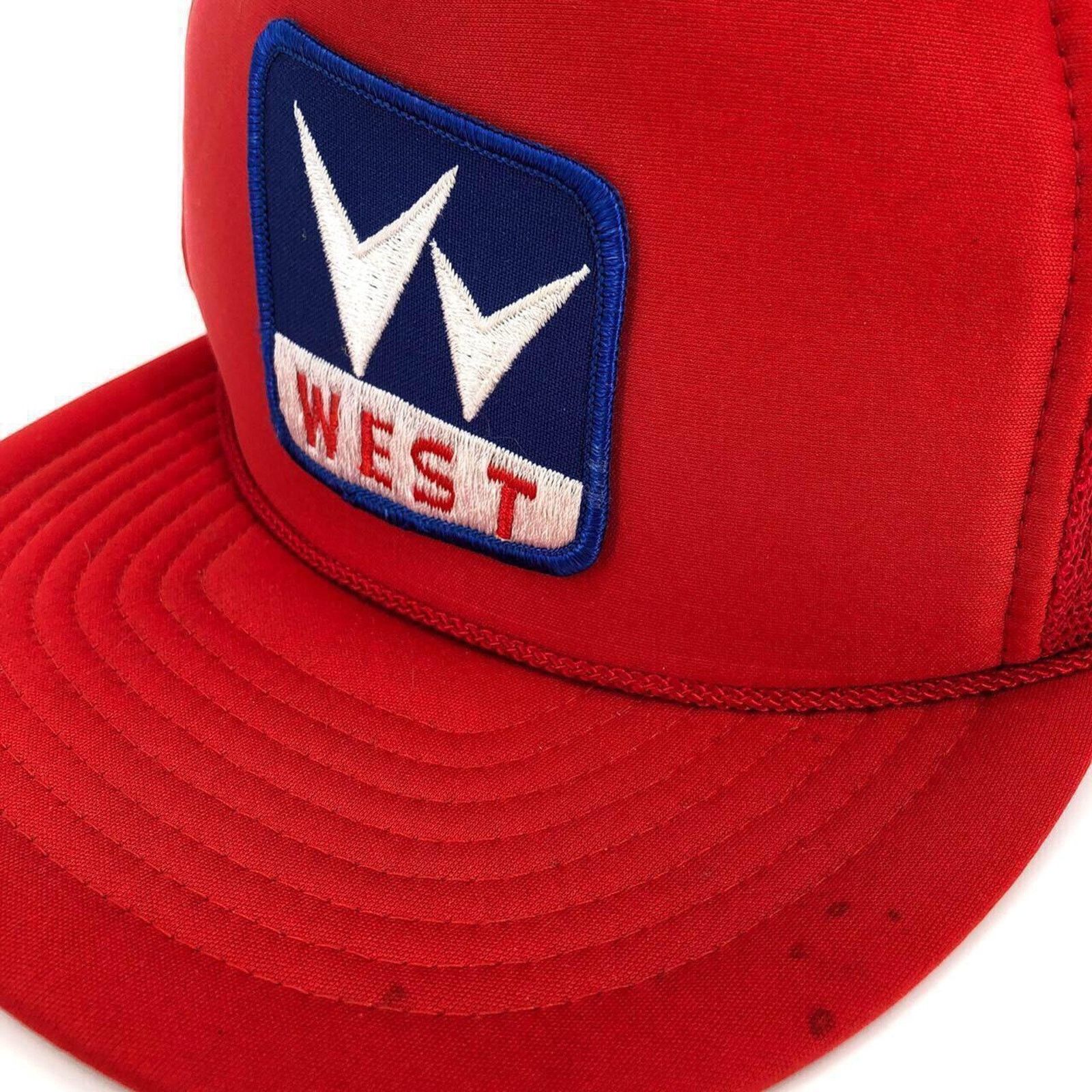 Nissan × Vintage 80s West Building Supply red trucker hat 1980s vintage Size ONE SIZE - 4 Thumbnail