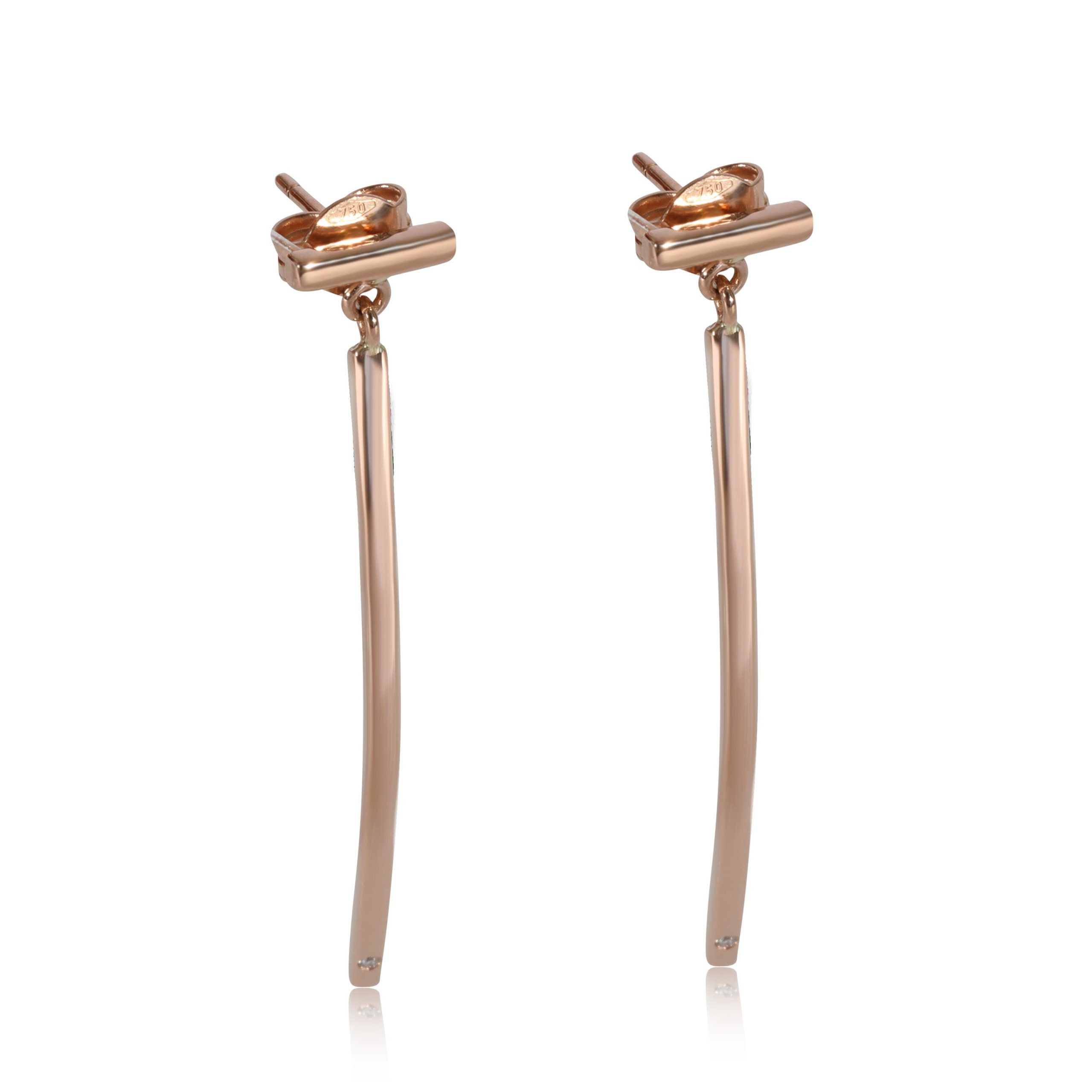 image of Bar Drop Diamond Earring In 18K Rose Gold 0.02 Ctw, Women's