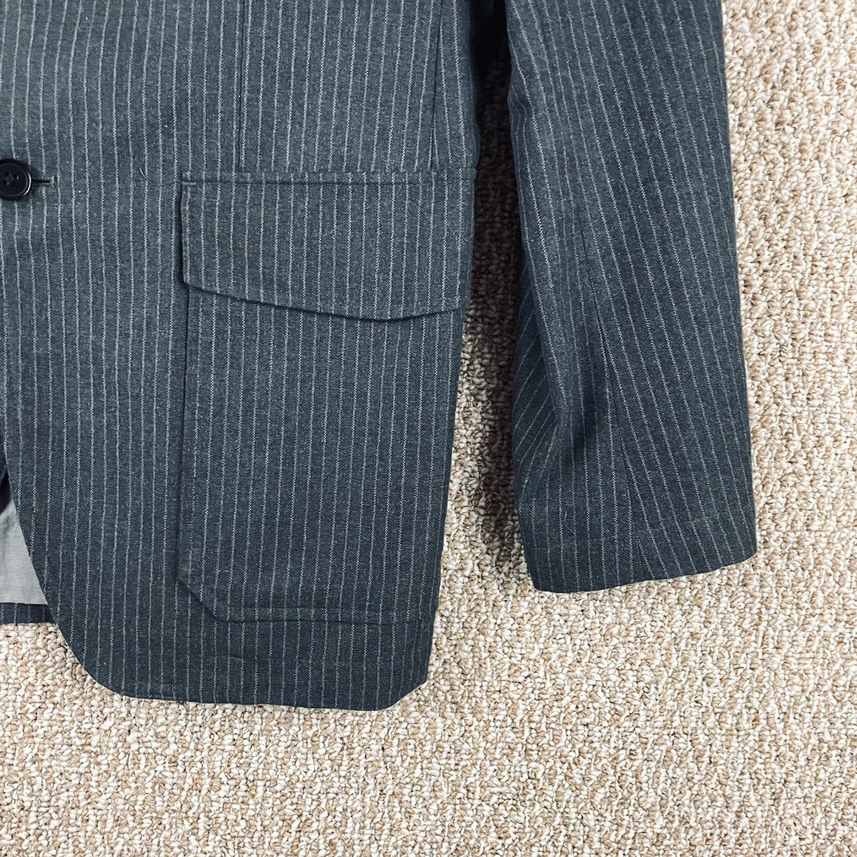 Banana Republic Banana Republic Blazer Jacket Mens 38R Modern Fit Cotton Gray Striped Sport Coat 2 Button Notch Lapel Regular Single-Breasted Modern Mens Size 38R - 6 Thumbnail