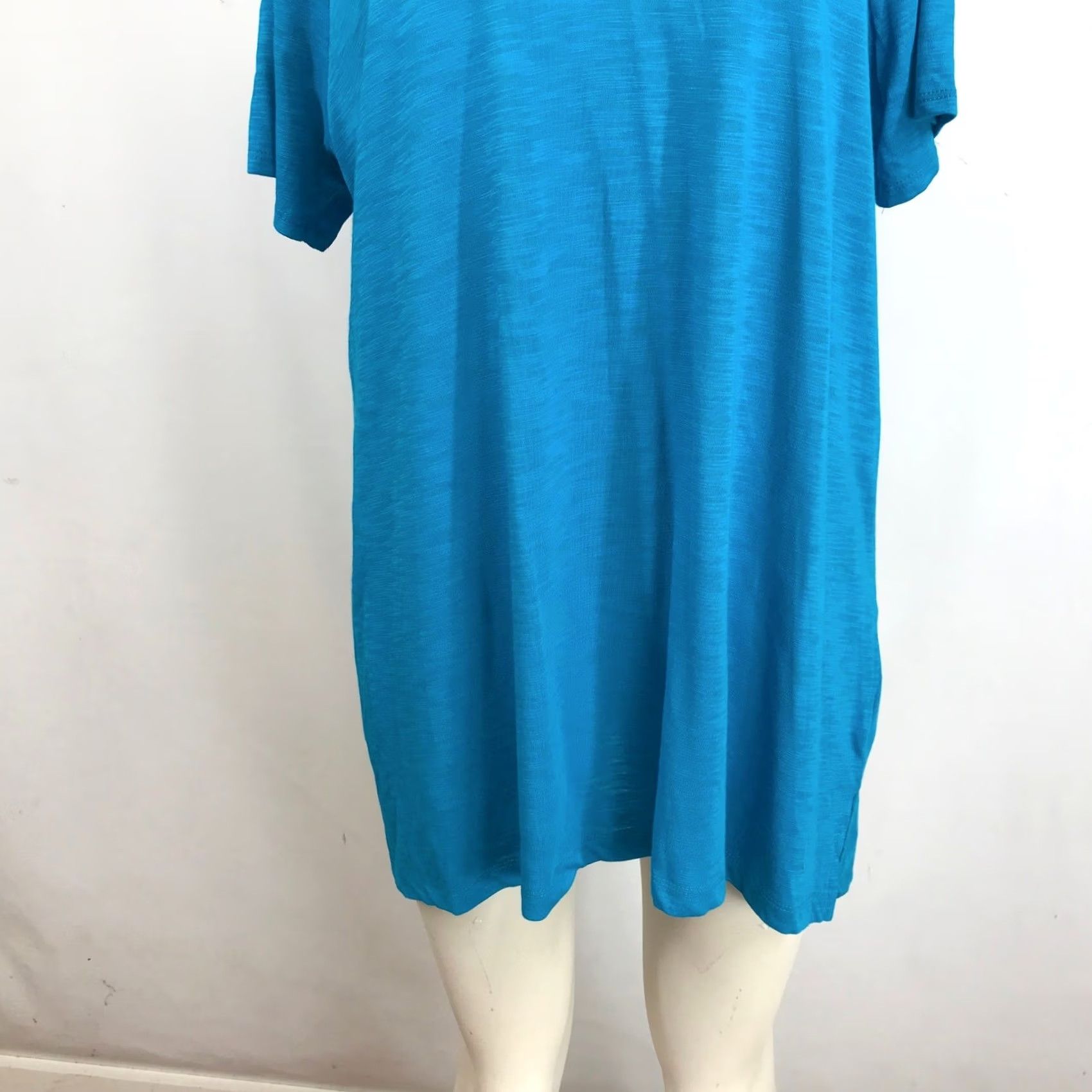 Avenue Avenue Women Teal Blue Lattice V-Neck Tunic Top 14/16 New Size XL / US 12-14 / IT 48-50 - 3 Thumbnail