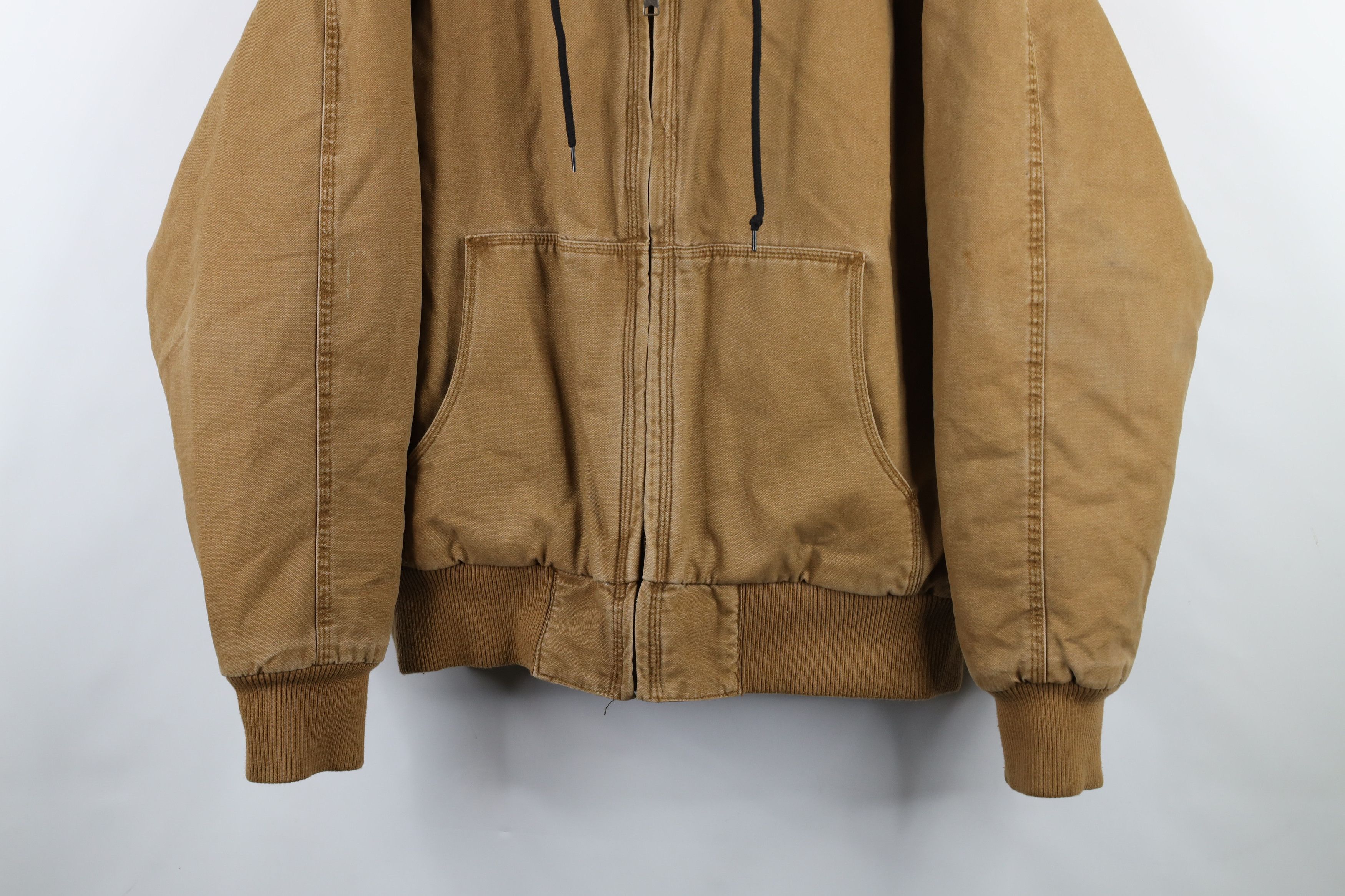 Vintage Vintage 90s Y2K Streetwear Canvas Hooded Jacket Brown Size US L / EU 52-54 / 3 - 3 Thumbnail