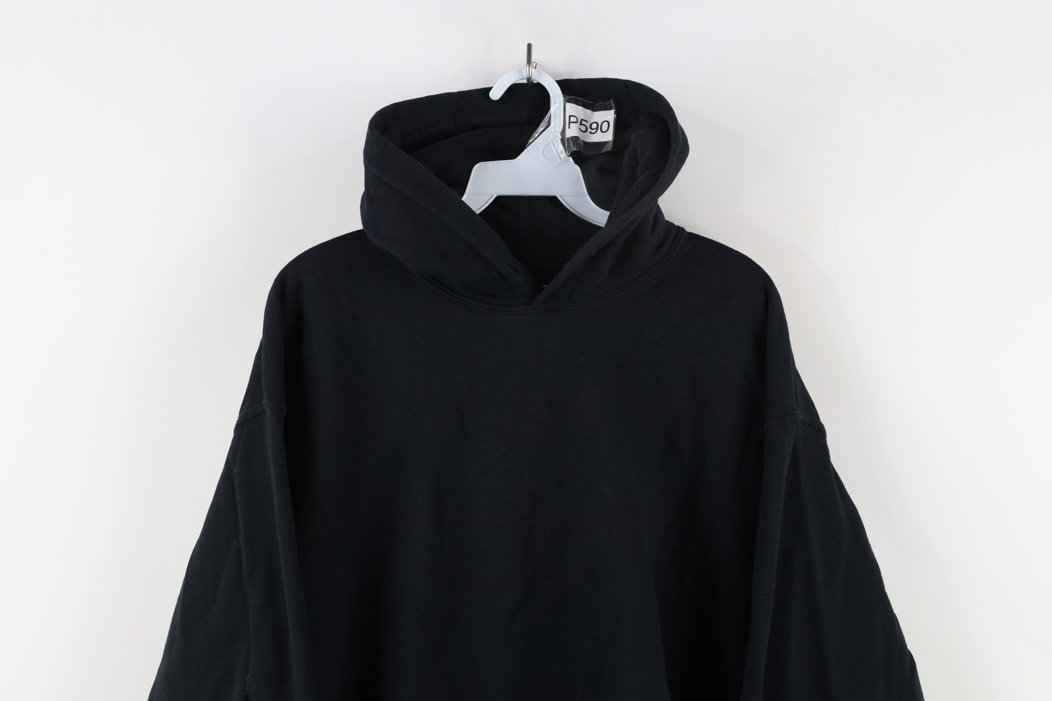 Vintage Vintage 90s Streetwear Faded Blank Hoodie Sweatshirt Black Size US L / EU 52-54 / 3 - 2 Thumbnail