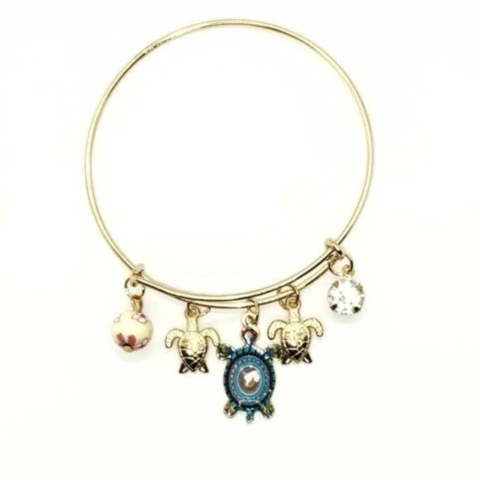 Other Beaded Sea Turtle Charm Colorful Bangle Bracelet Size ONE SIZE - 1 Thumbnail