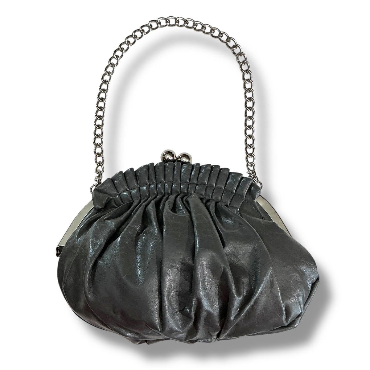 Other Vintage Grey Clutch with Chain Handle and Kiss-lock Closure Size ONE SIZE - 2 Thumbnail