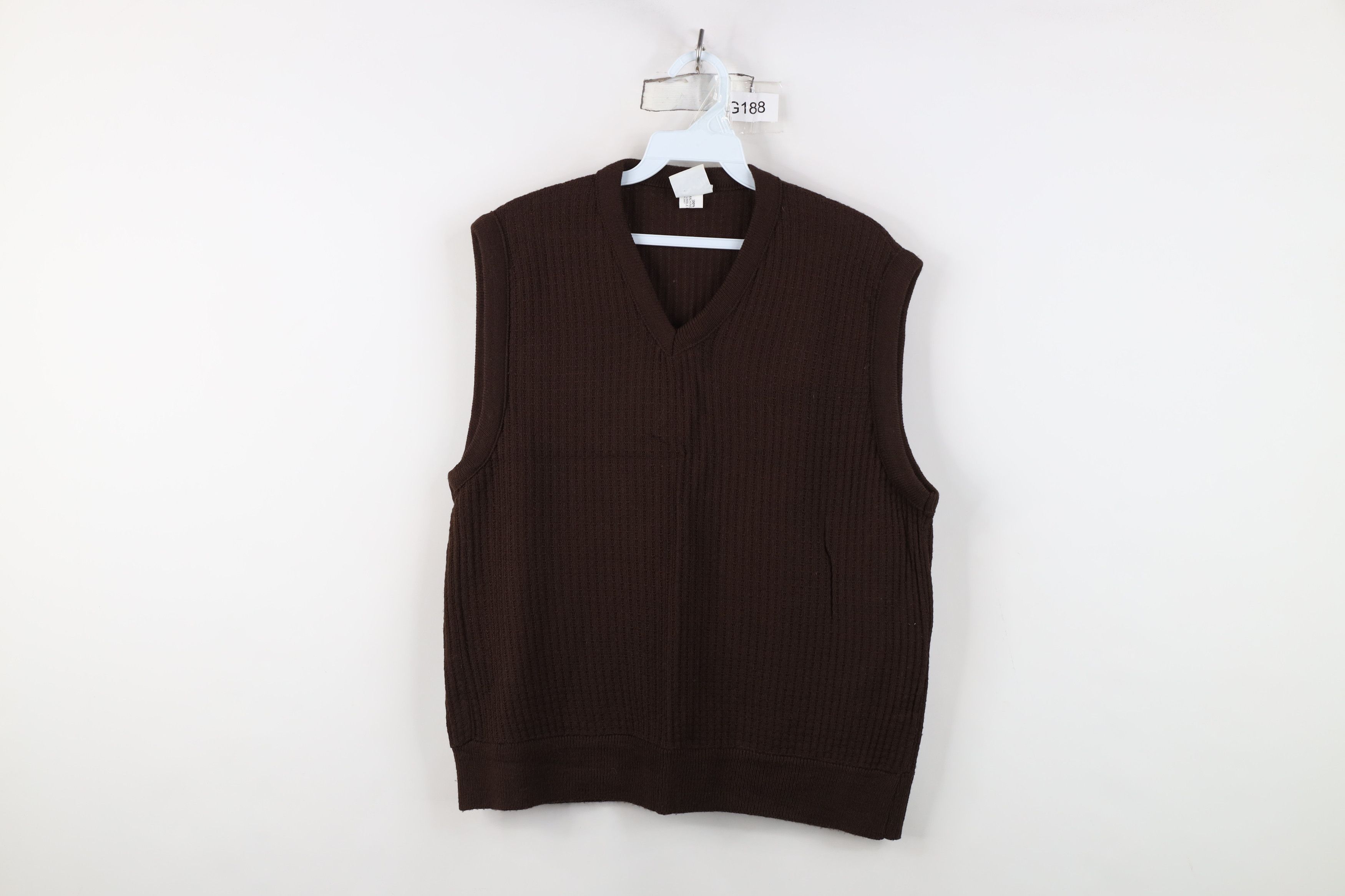 Vintage Vintage 70s Streetwear Knit V-Neck Sweater Vest Brown USA Size XL / US 12-14 / IT 48-50 - 1 Thumbnail