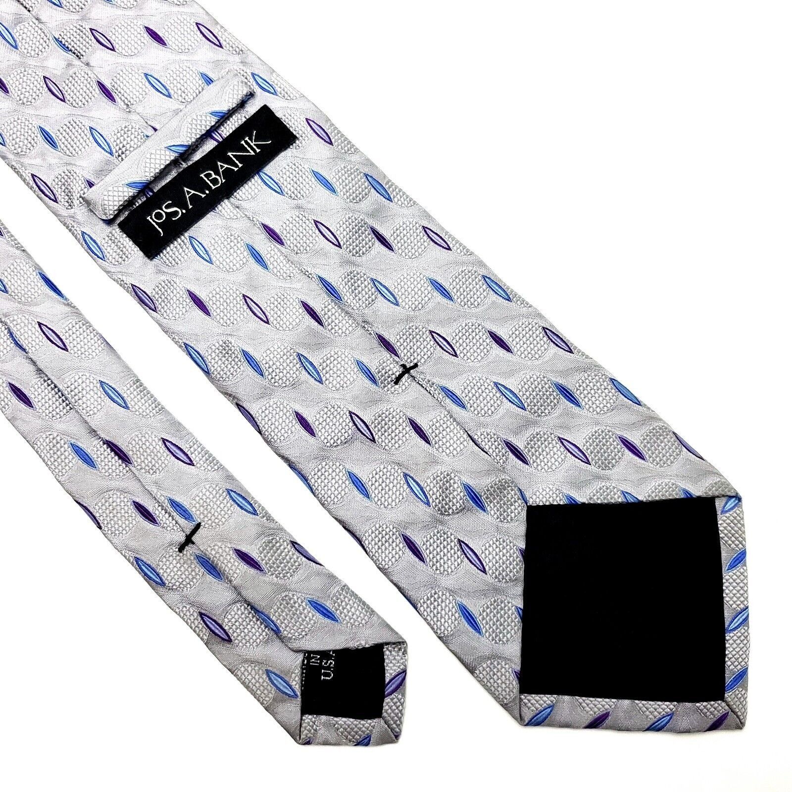 Jos. A. Bank Jos A Bank Silk Tie Woven Silver Geometric Size ONE SIZE - 3 Thumbnail