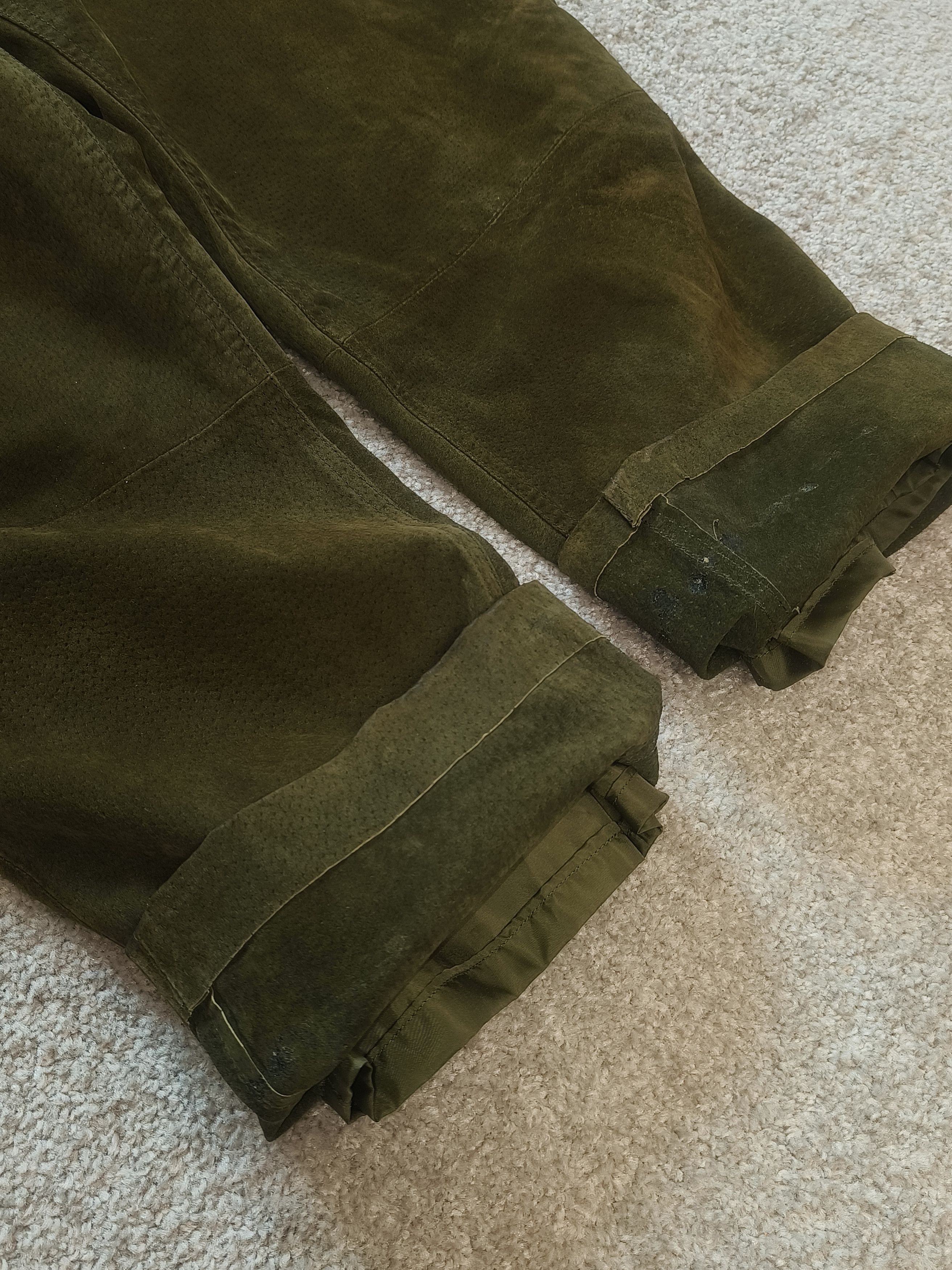Genuine Leather Vintage Olive Green Button-Fly Leather/Suede Pants Size US 38 / EU 54 - 6 Thumbnail