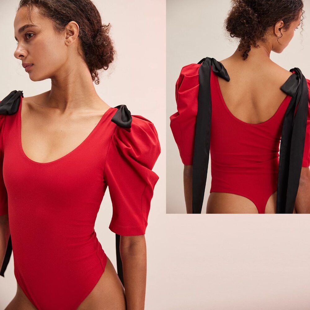 Free People NWT New Free People What A Girl Wants Bodysuit Red Black Ti Size S / US 4 / IT 40 - 1 Thumbnail
