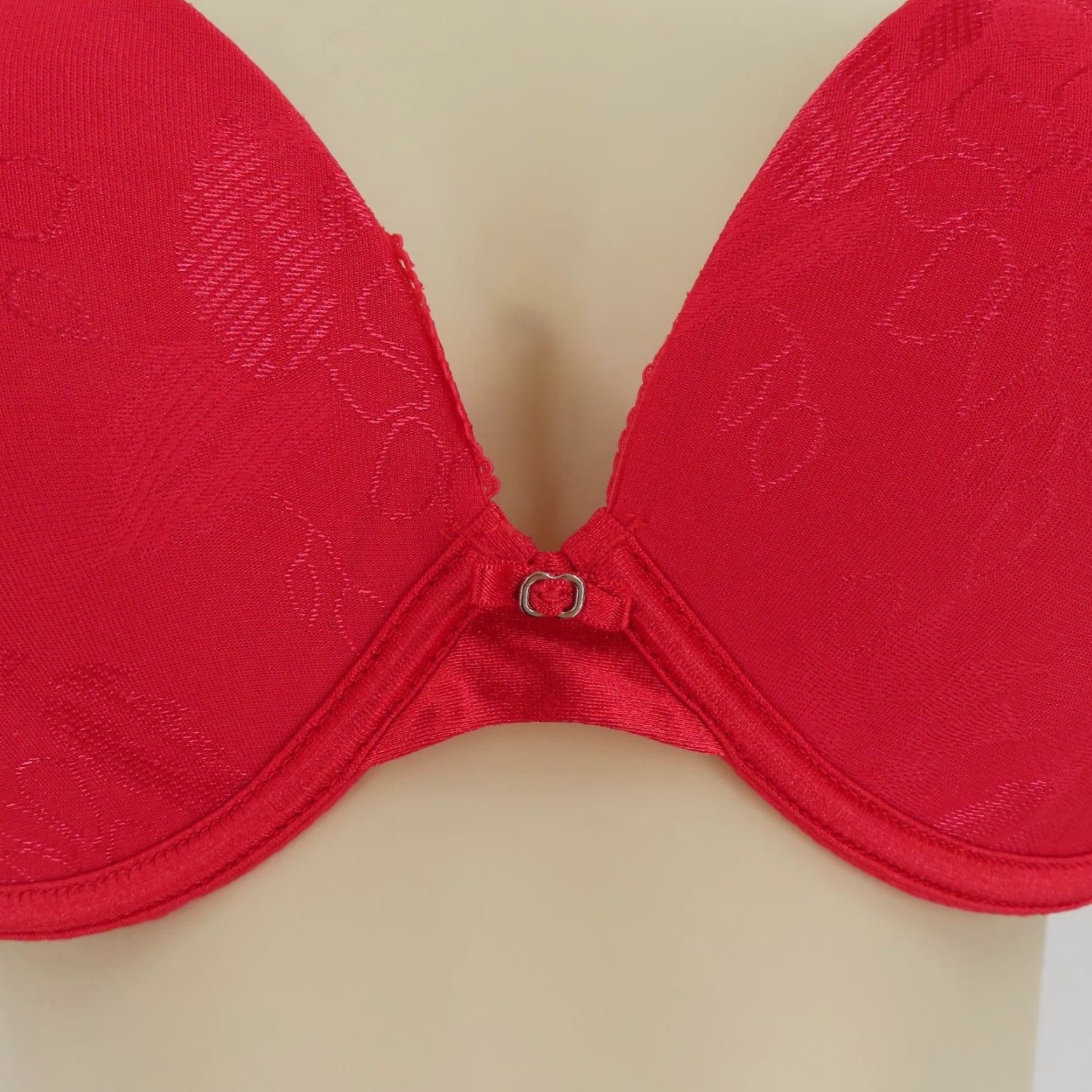 Vintage Lily of France Bra 36C Push Up Underwire Red Floral Pattern 2131101 Women Size ONE SIZE - 3 Thumbnail