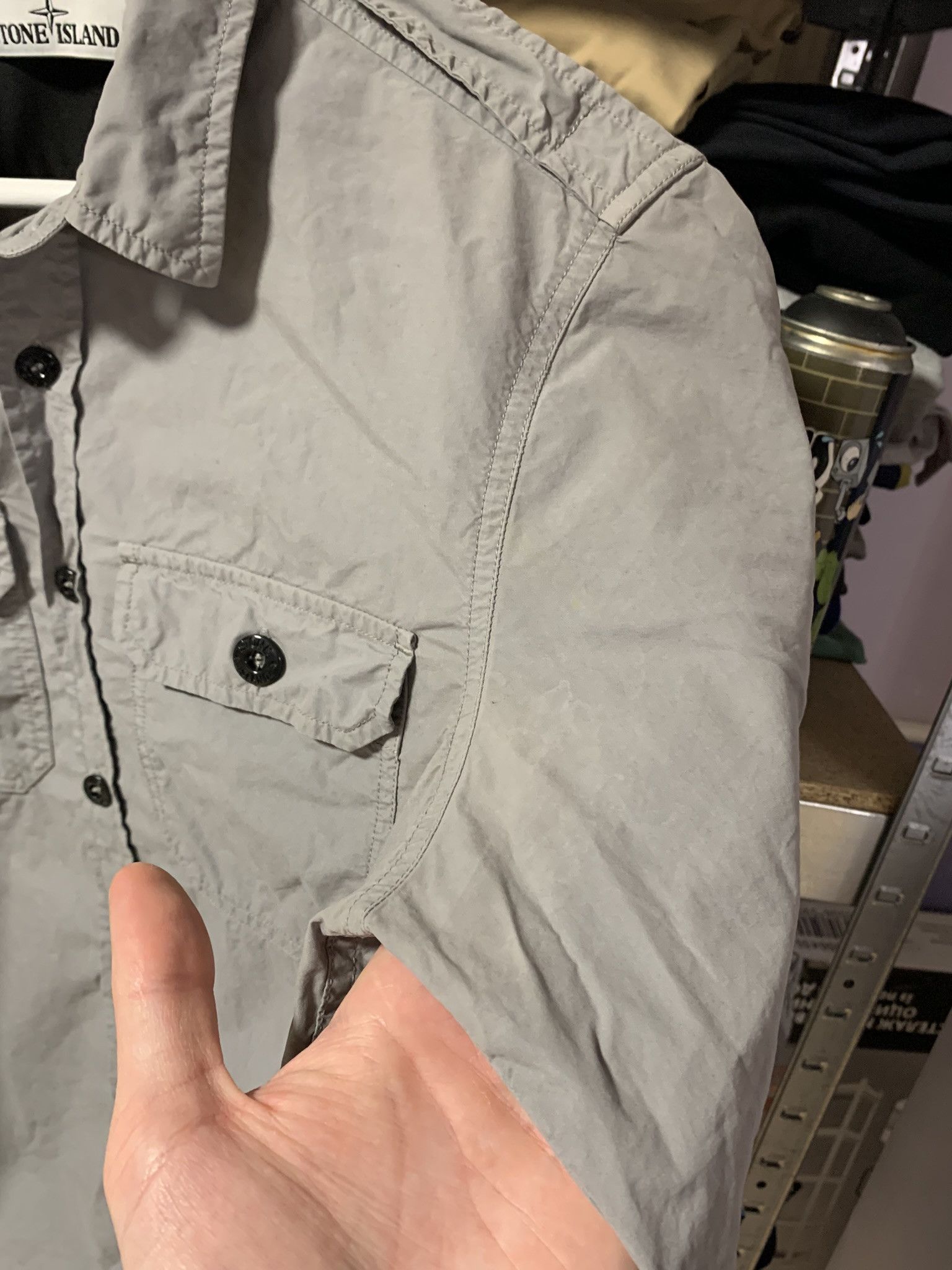 Stone Island Stone Island Cotton Button Up Overshirt Gray Size L Size US L / EU 52-54 / 3 - 9 Thumbnail