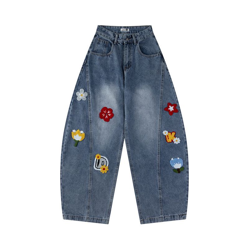 Jean American Vintage Floral-Embroidered Washed Denim Jeans Size US 32 / EU 48 - 1 Thumbnail