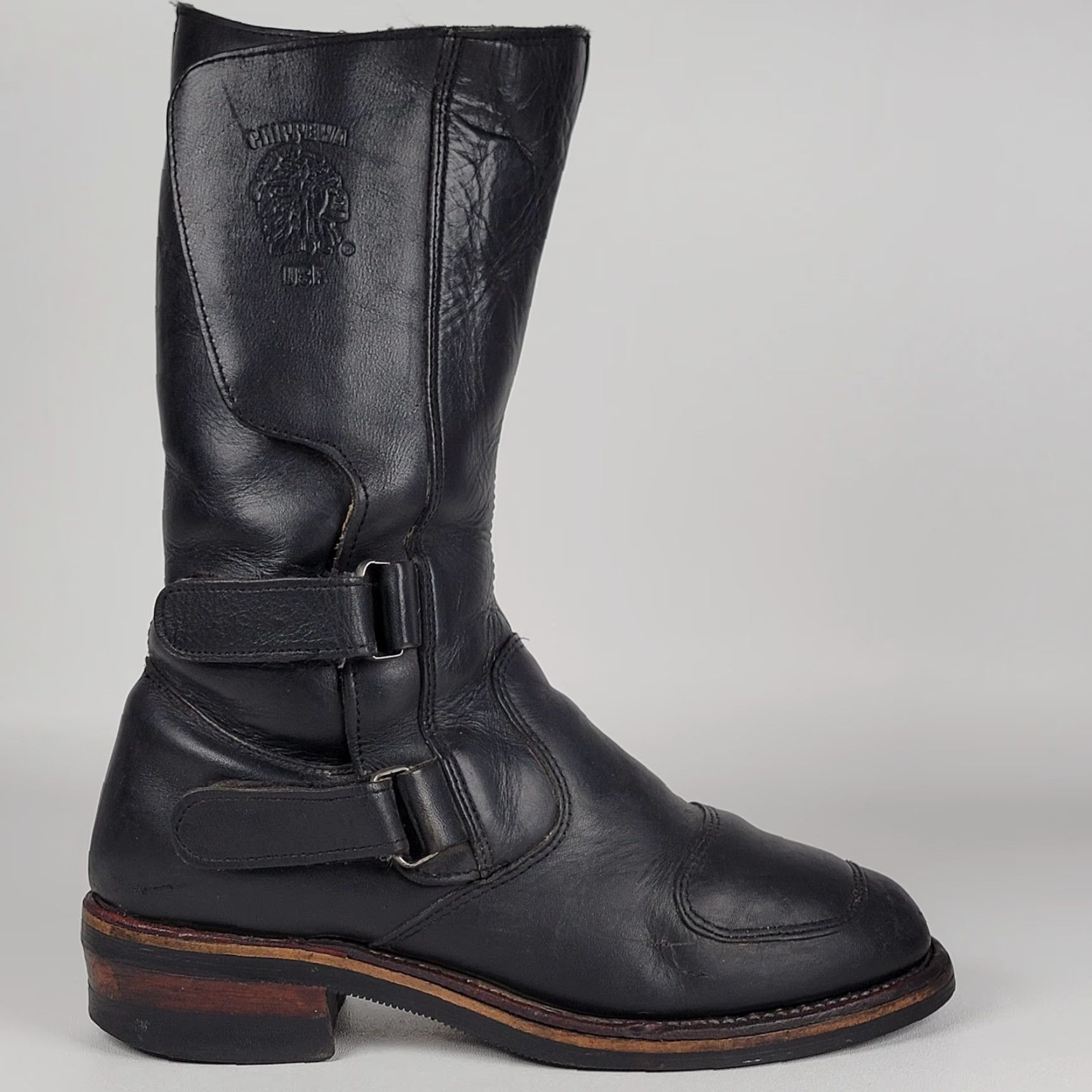 Chippewa Men's Chippewa Odessa Rally Black Leather Motorcycle Riding Boots 27862 8.5 EE Size US 9 / EU 42 - 4 Thumbnail