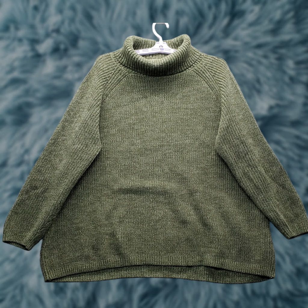 Coldwater Creek Coldwater Creek Sweater Womens 1X Green Tight Chunky Knit Long Sleeve Turtleneck Size XL / US 12-14 / IT 48-50 - 1 Thumbnail