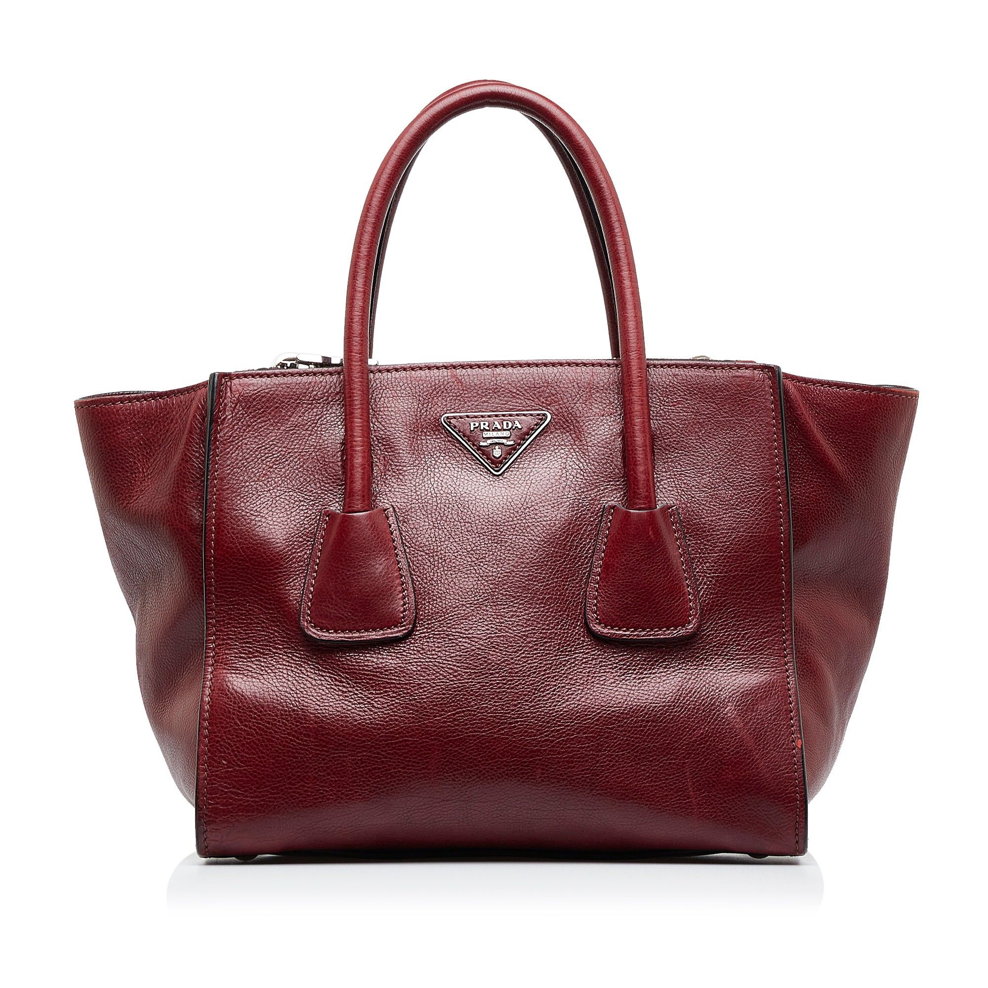 image of Prada Glace Calf Twin Pocket Satchel in Black, Women's