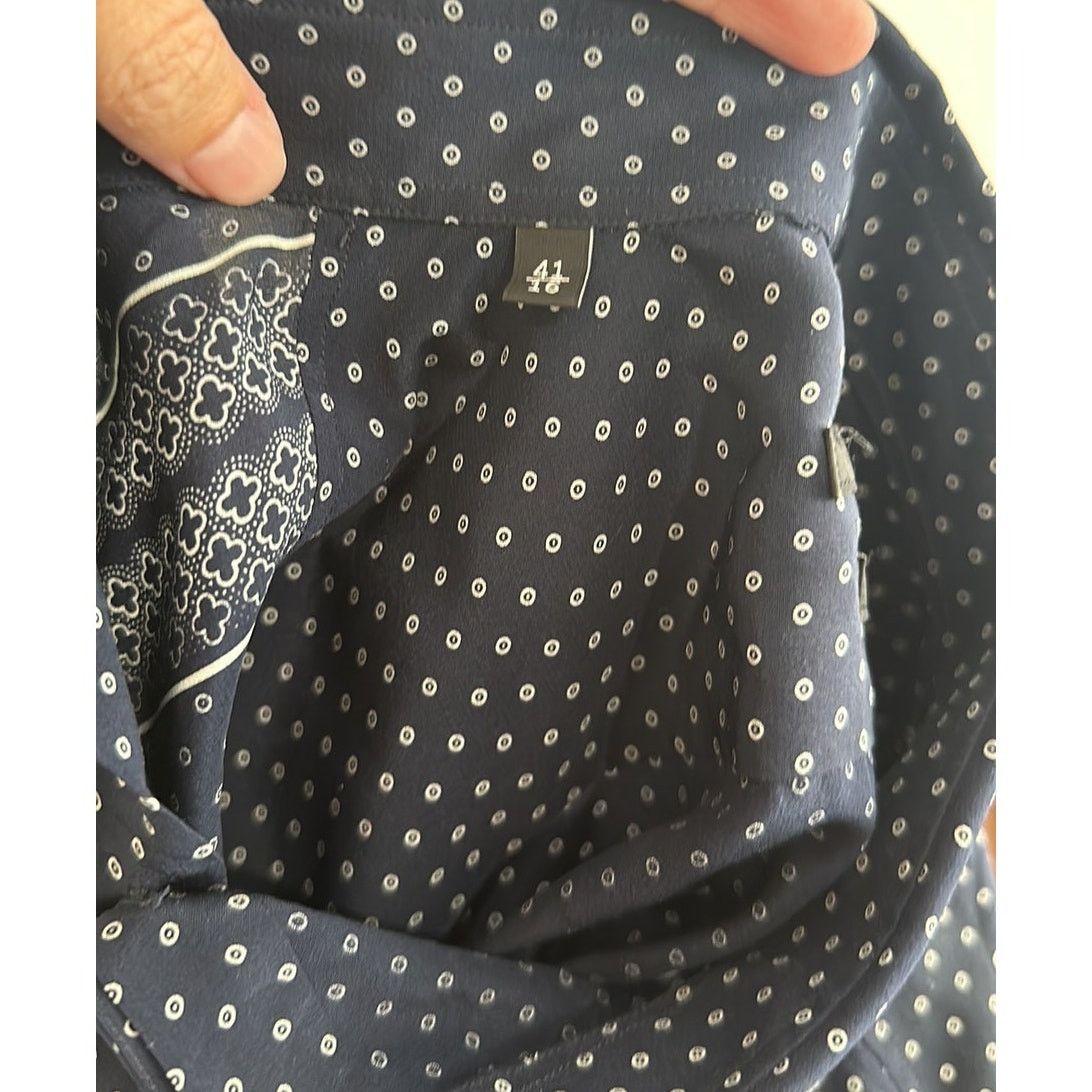 Gucci 2014 Navy Tile Pattern Silk Twill Shirt Slim fit 41 / 16 Size US L / EU 52-54 / 3 - 12 Thumbnail