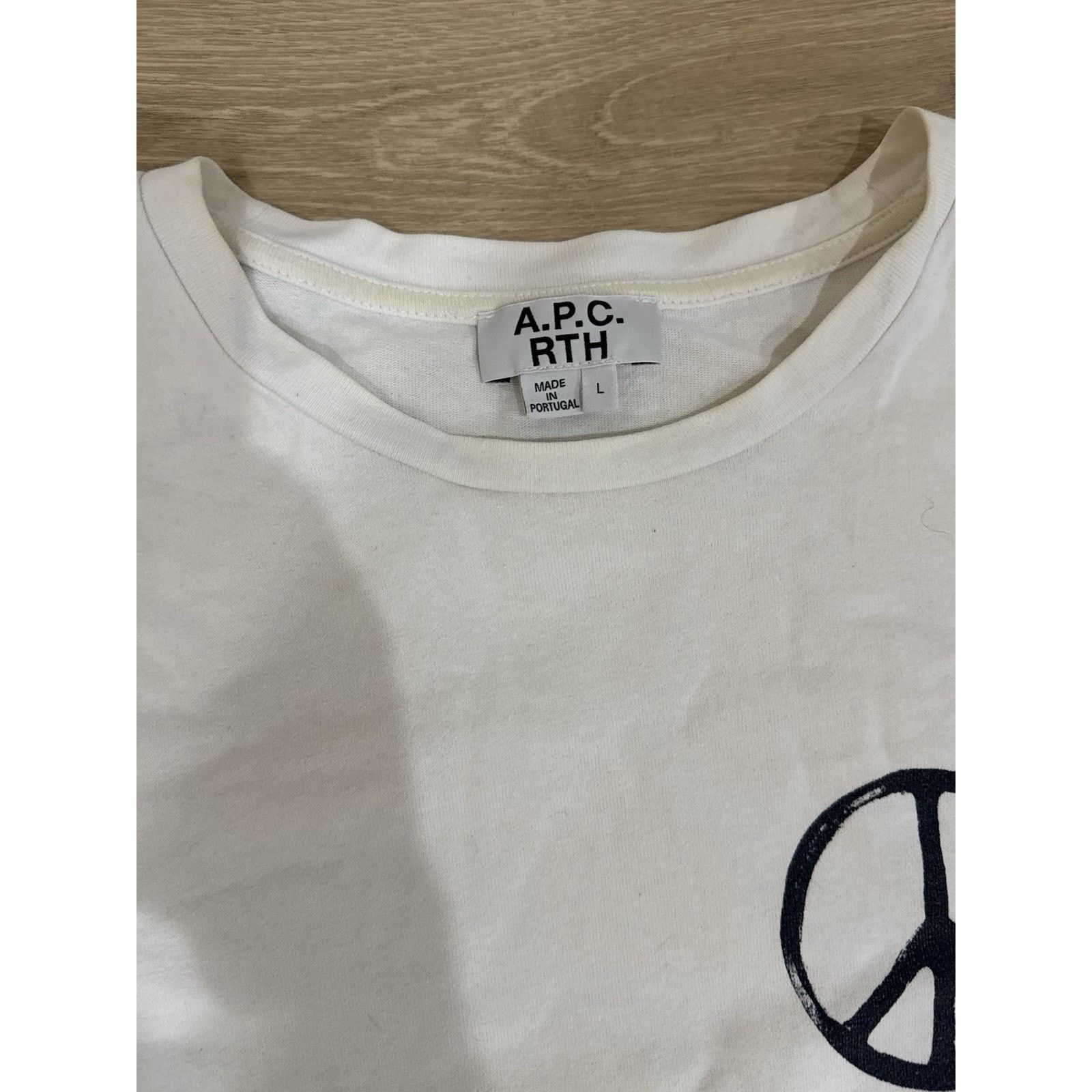 A.P.C. A.P.C. X Rth Peace Sign White Mens Tee T-Shirt /012 Size US L / EU 52-54 / 3 - 2 Thumbnail