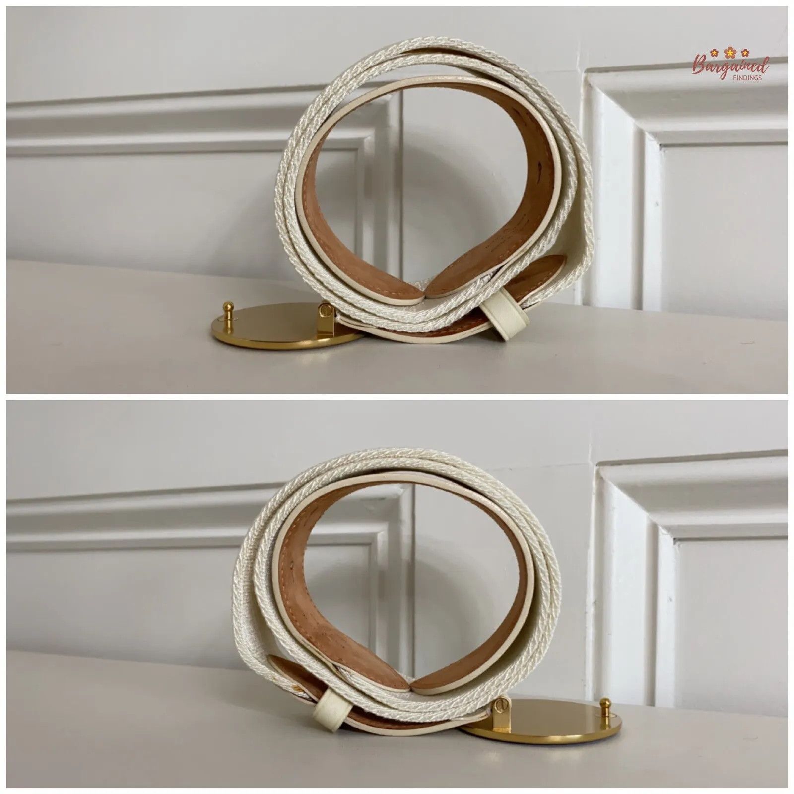 Louis Vuitton Louis Vuitton Cream Canvas Leather Boat Cruise Buckle Belt Size 34 - 5 Thumbnail