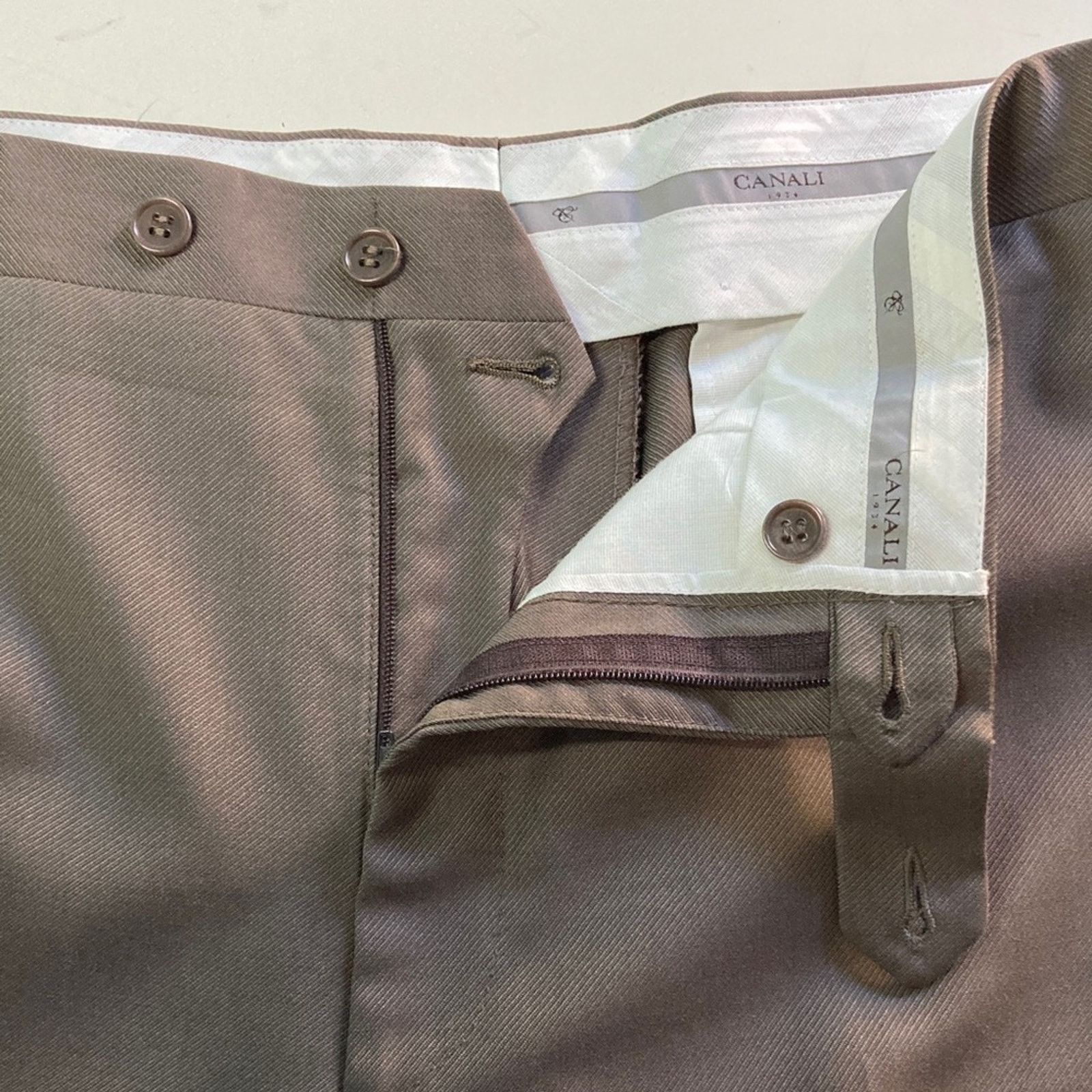 Canali Canali Mens Size 36 X 32 Brown 100% Wool Trousers Dress Pant Size 36R - 4 Thumbnail