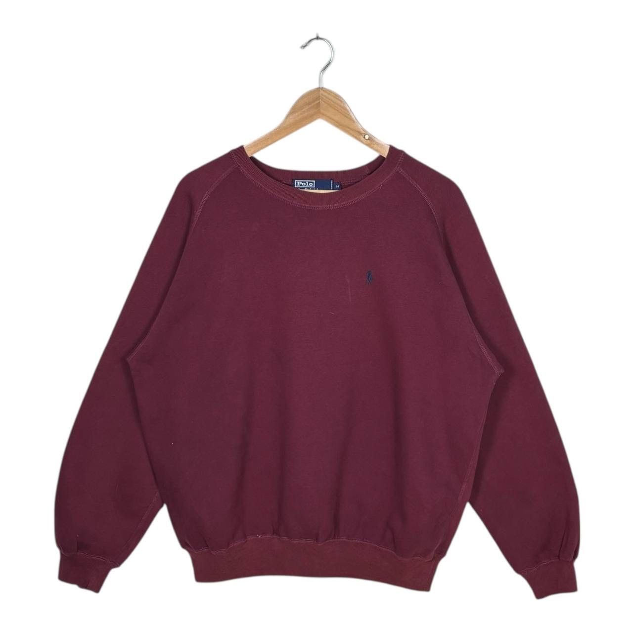 Polo Ralph Lauren Vintage 90s Polo Ralph Lauren Maroon Raglan Sweatshirt M Size US M / EU 48-50 / 2 - 1 Thumbnail