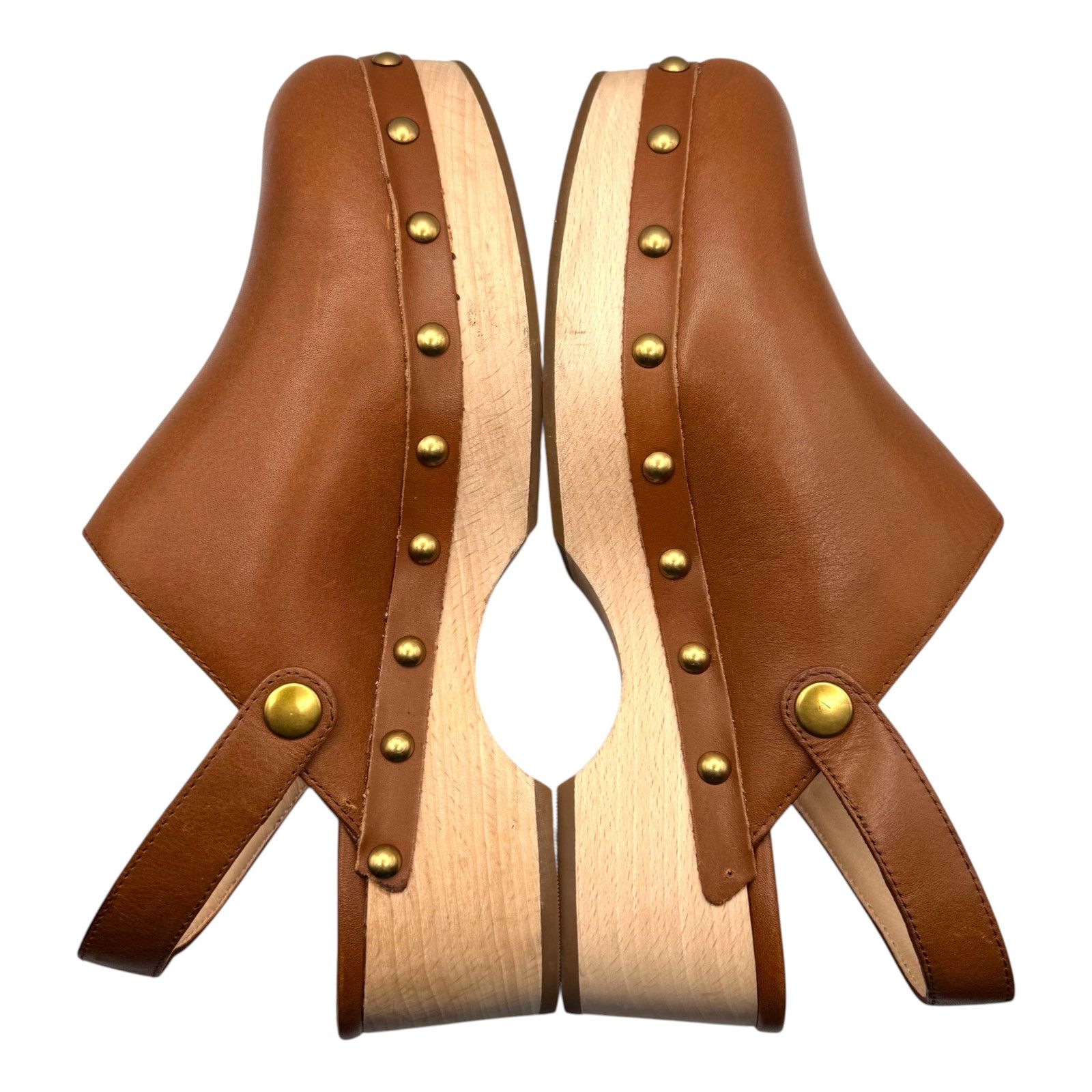 J.Crew J Crew Convertible Leather Clogs Wooden Heel Caramel 7 Size US 7 / IT 37 - 9 Thumbnail