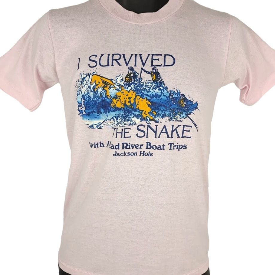 Jerzees VINTAGE Snake River White Water Rafting T Shirt Mens Size S 80s Jackson Hole USA Nike? Size US XS / EU 42 / 0 - 2 Thumbnail