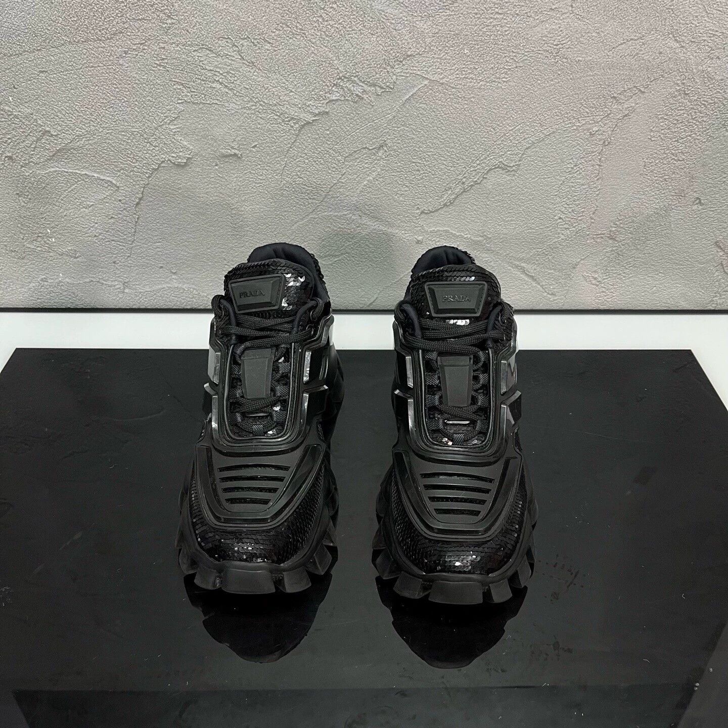 Prada Prada Sequined Platform Zigzag-Sole Sneakers 99 New 37 Size US 6 / IT 36 - 2 Thumbnail
