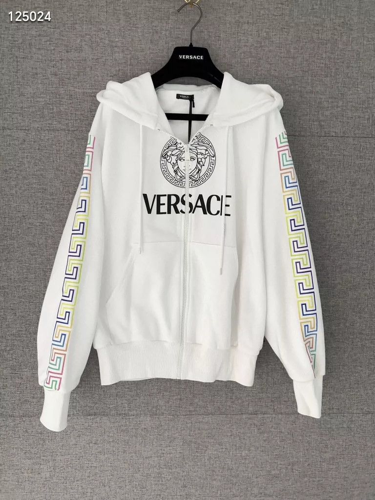 Versace Versace Zippered hooded sweatshirt with rainbow swirl embe Size L / US 10 / IT 46 - 1 Thumbnail