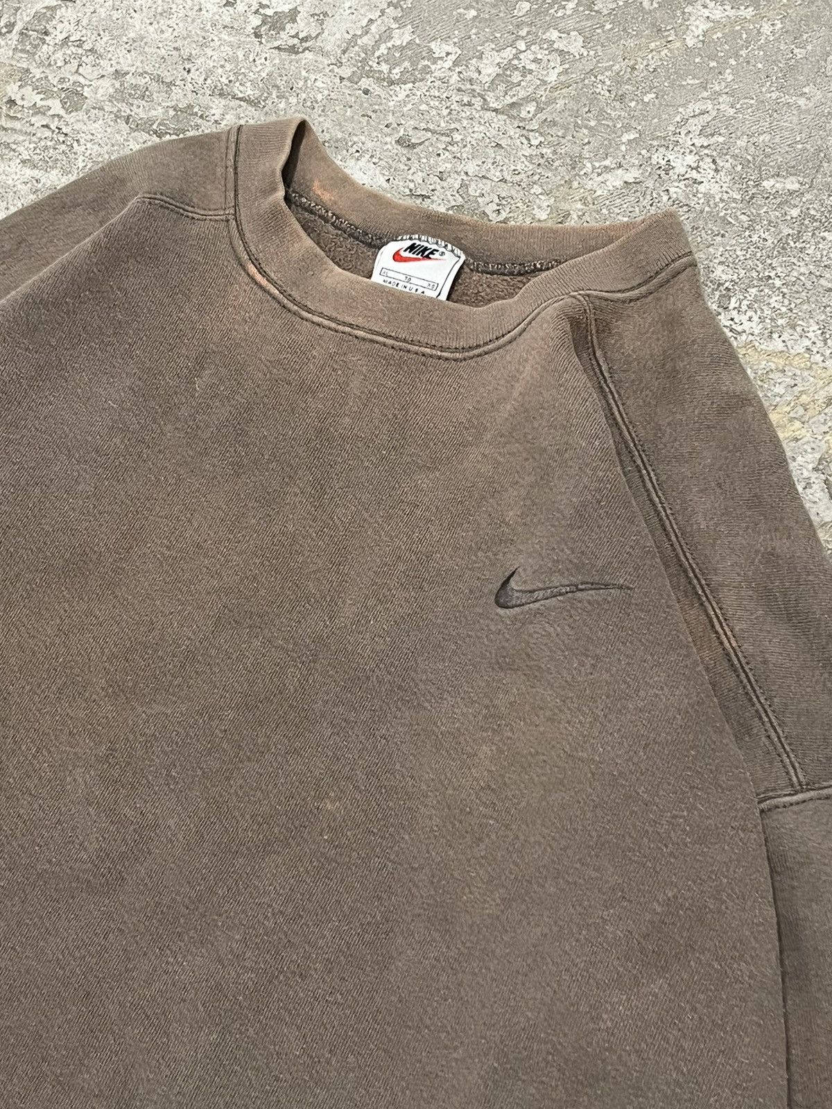 Nike × Vintage 90s Nike two tone mocha sweatshirt 90s rare earthtone hype Size US XL / EU 56 / 4 - 3 Thumbnail