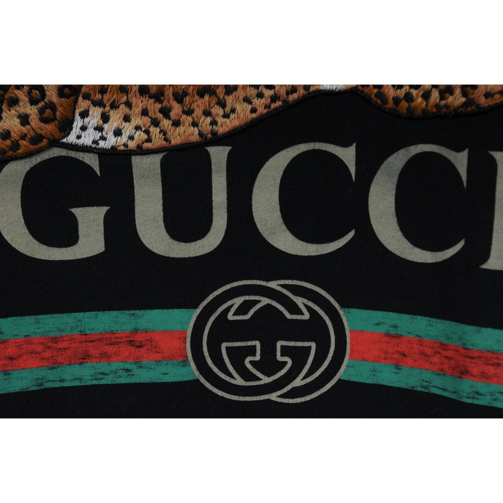 Gucci Embroidered Leopard Logo T Shirt Black Size US M / EU 48-50 / 2 - 4 Thumbnail