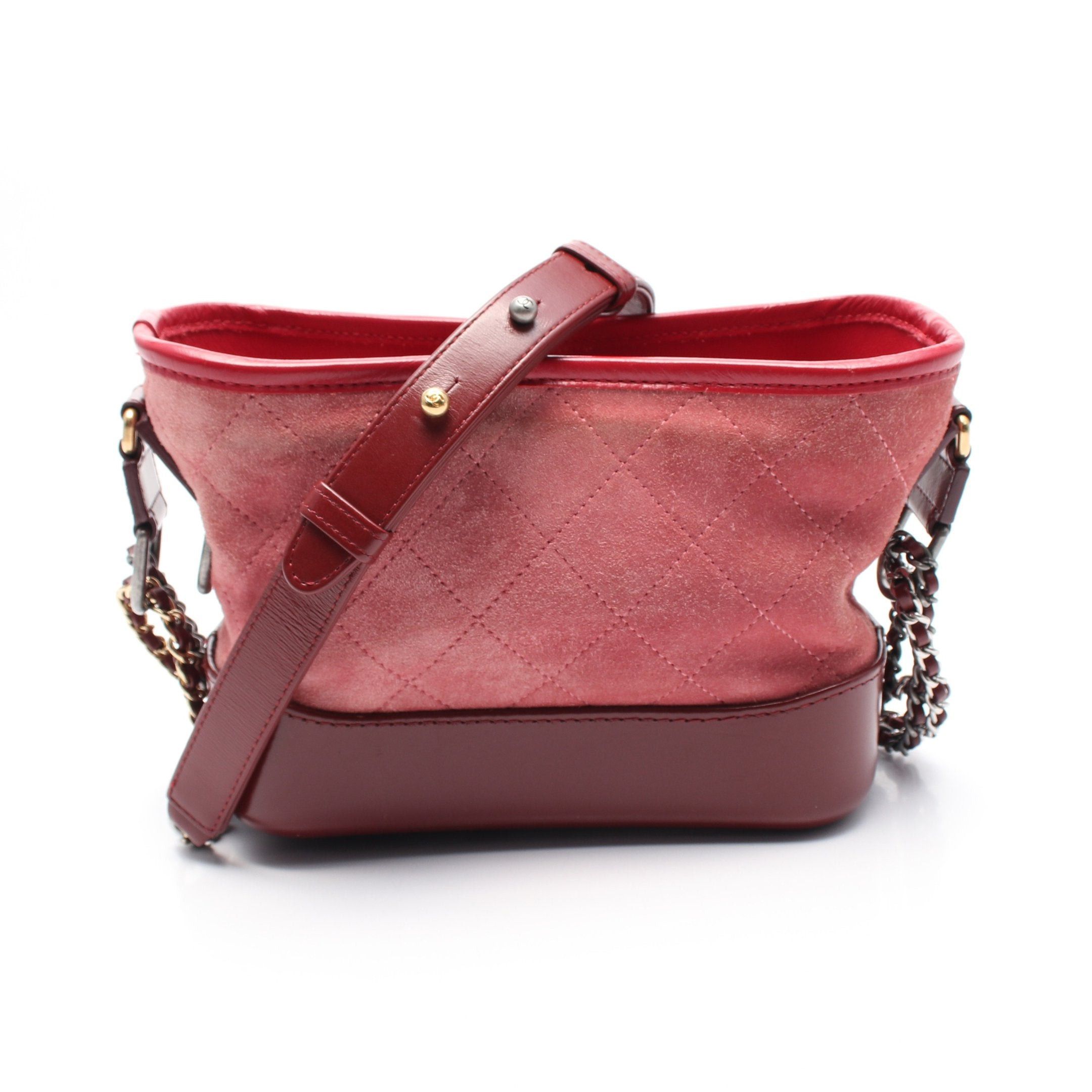 Chanel Chanel Gabriel De Chanel Small Hobo Chain Shoulder Bag Suede Leather Pink Burgundy Combination Metal Fittings Size ONE SIZE - 1 Thumbnail