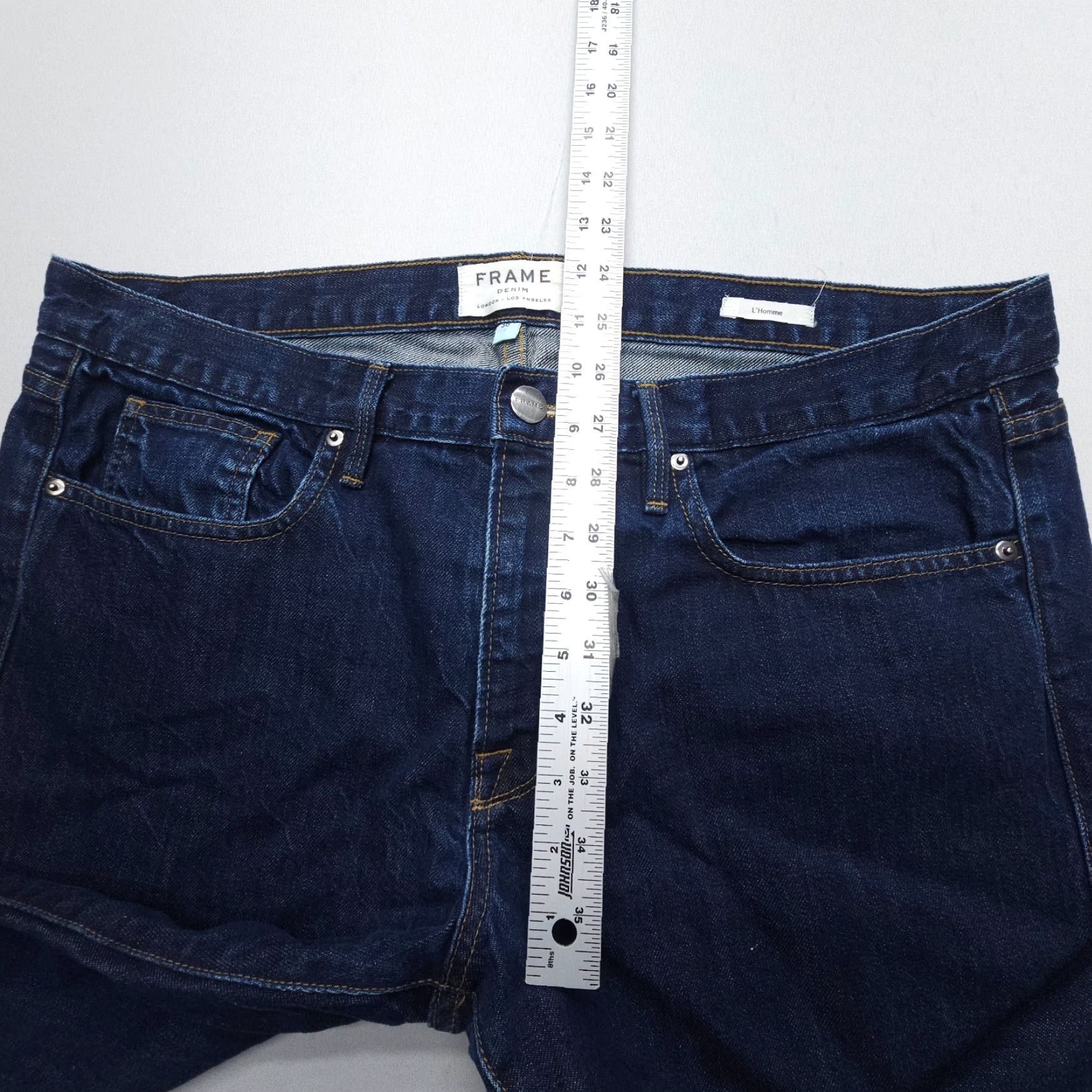 Frame VINTAGE Frame L'Homme Straight Jeans Mens 36 x 28" Dark Wash Blue Point Reyes USA Made Size US 36 / EU 52 - 7 Thumbnail