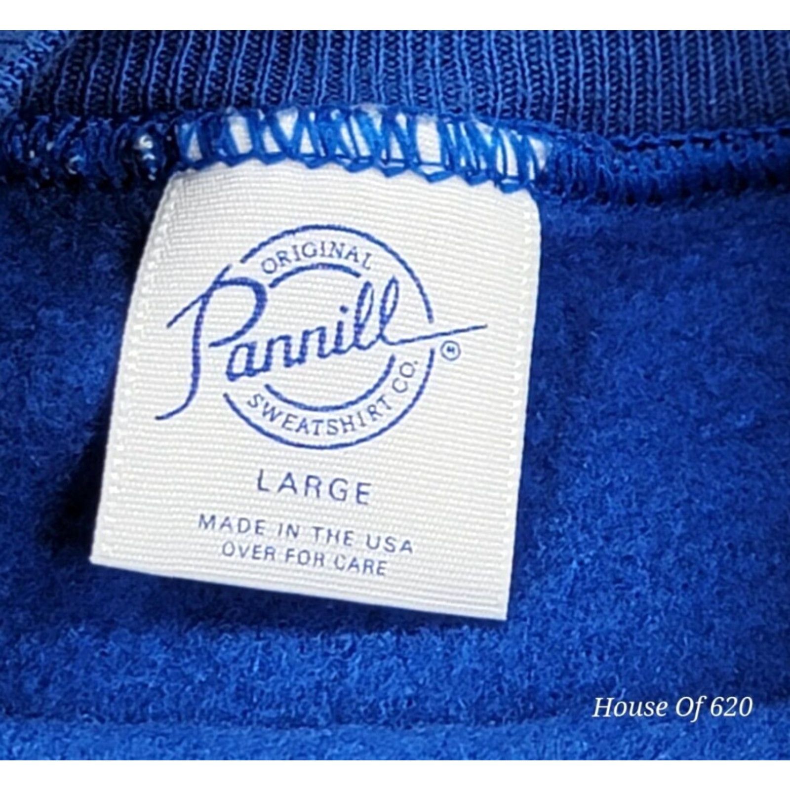Vintage PANNILL Sweatshirt VTG USA MADE Raglan Sleeve Crew Neck Long Sleeve Size L UNISEX Blue Cotton Polyester Fleece USA Theme Men/Adult Size US L / EU 52-54 / 3 - 4 Thumbnail