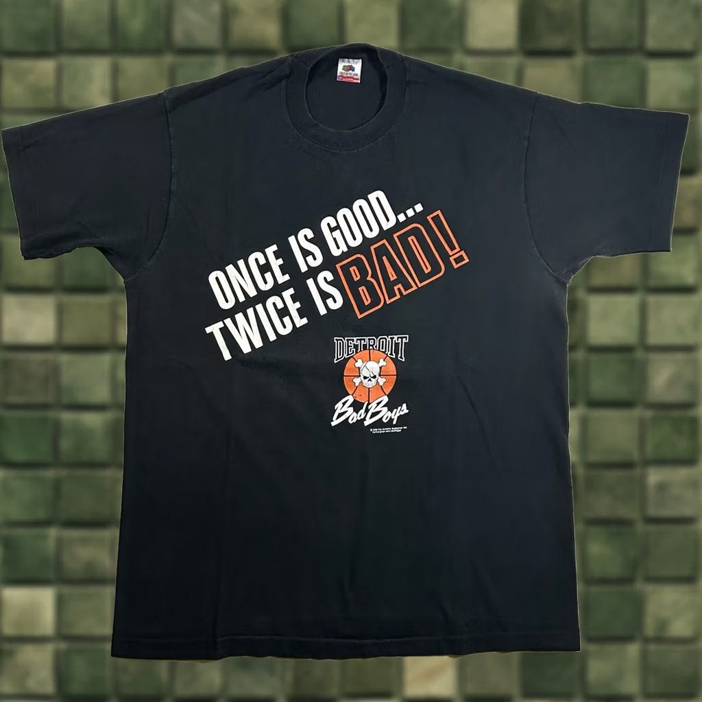 Fruit Of The Loom VINTAGE Detroit Pistons Bad Boys T-Shirt XL Black 1990 Championship 90s Size US XL / EU 56 / 4 - 1 Thumbnail