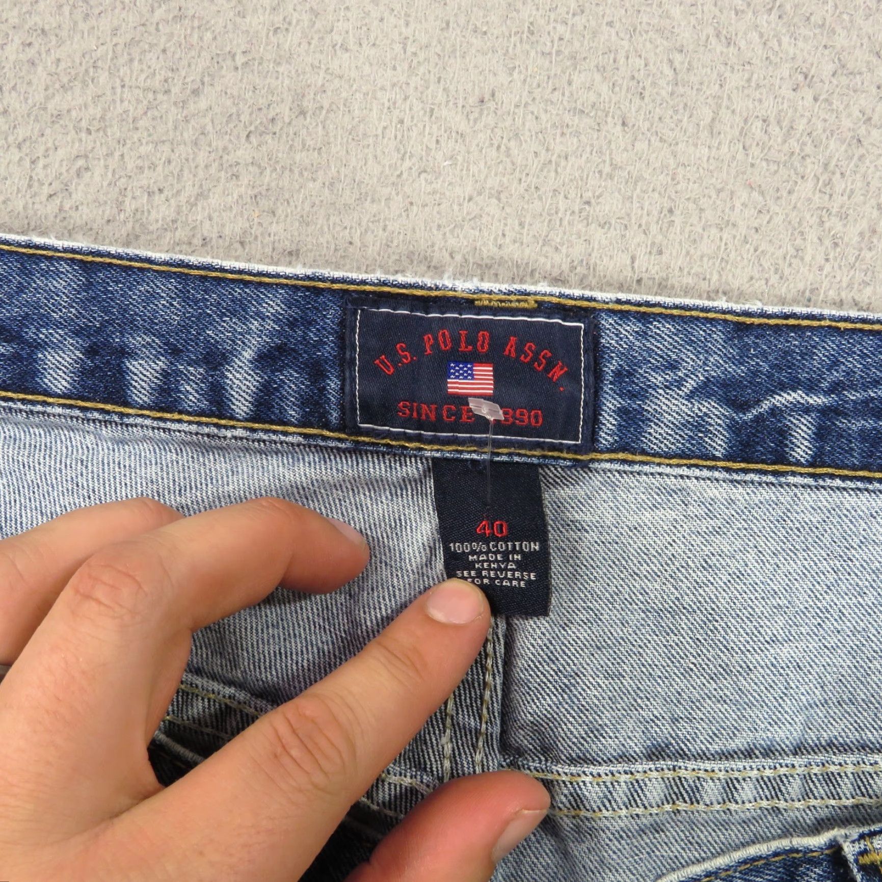 Vintage VTG US Polo Assn Bermuda Shorts Men 40 Baggy Y2K Carpenter Grunge Flag Skater 90s Denim Blue 5-Pocket Mens Size US L / EU 52-54 / 3 - 6 Thumbnail