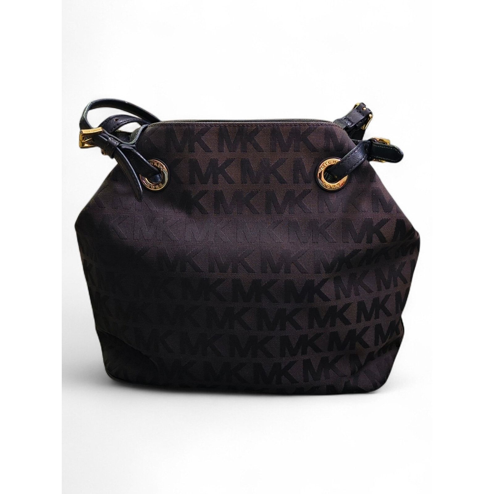 Michael Kors Michael Kors Black MK Monogram Shoulder Bag Gold Hardware Size ONE SIZE - 4 Thumbnail